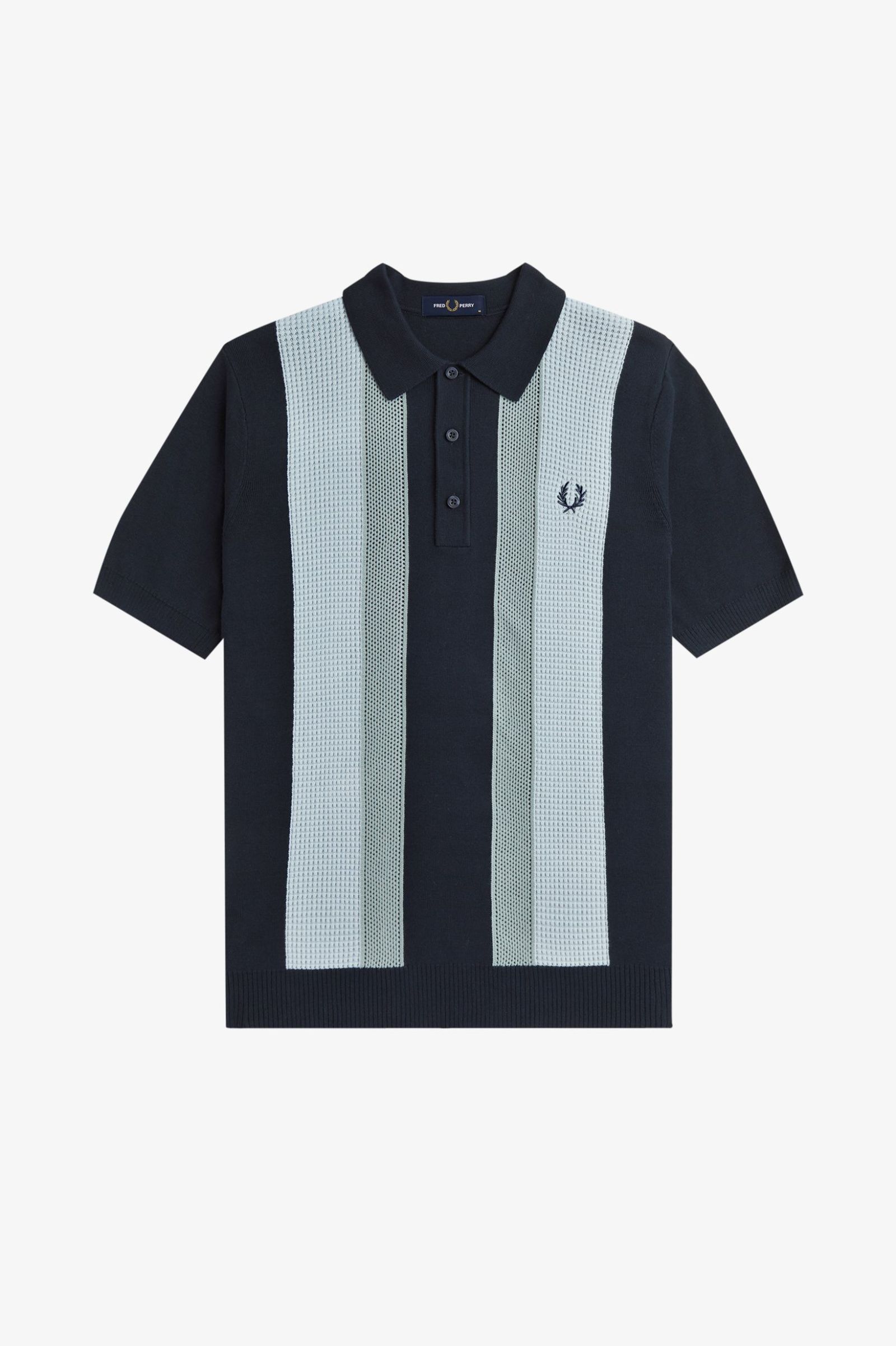 Fred Perry textured Stripe Knitted Shirt in Navy