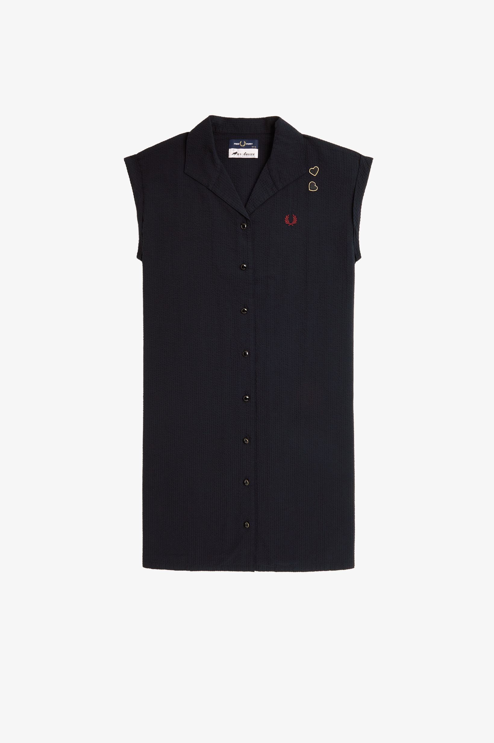 Fred Perry Amy Winehouse Pocket Detail Piqué Dress in Black