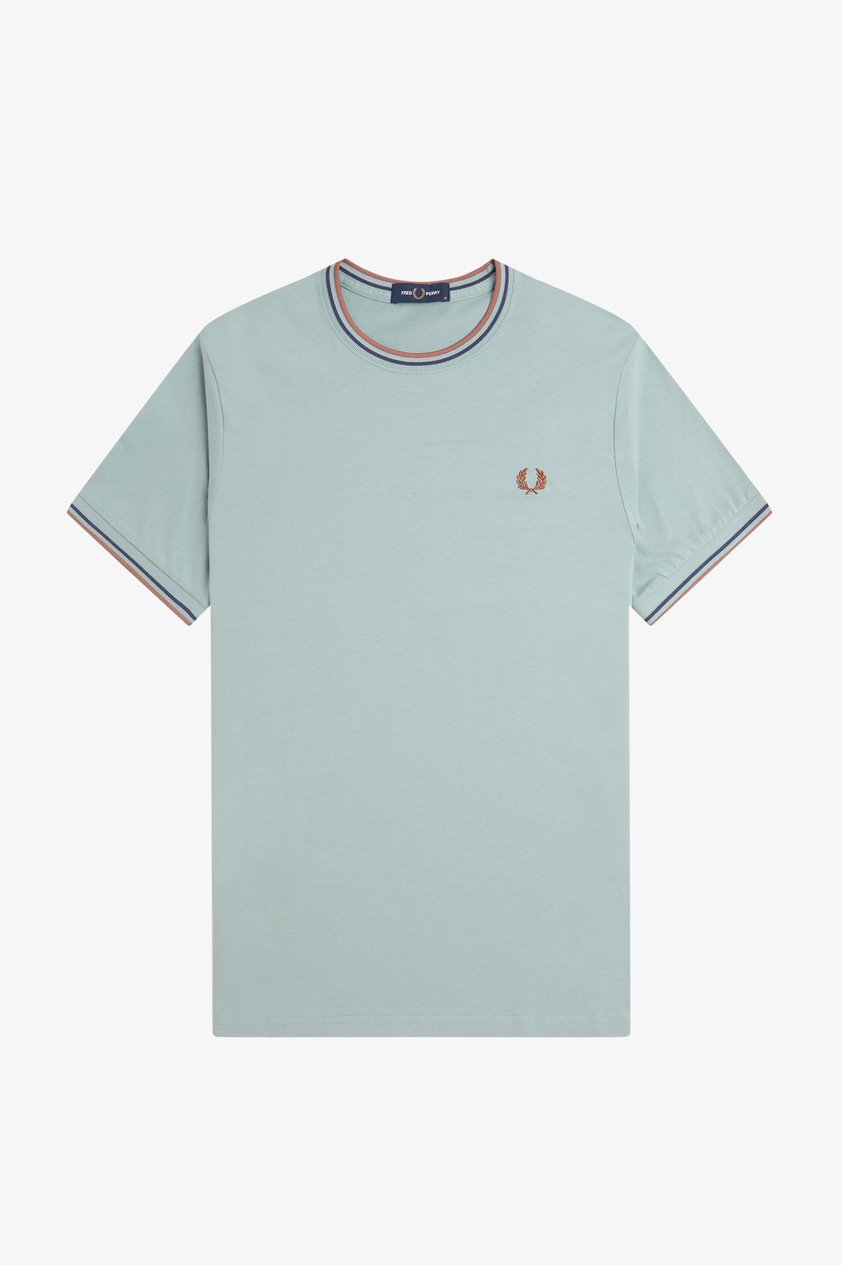 Fred Perry Twin Tipped T-Shirt in Silverblue/Tennisblue/Cinnamon