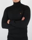 Farah Gosforth Merino Wool Roll Neck Sweater In Black