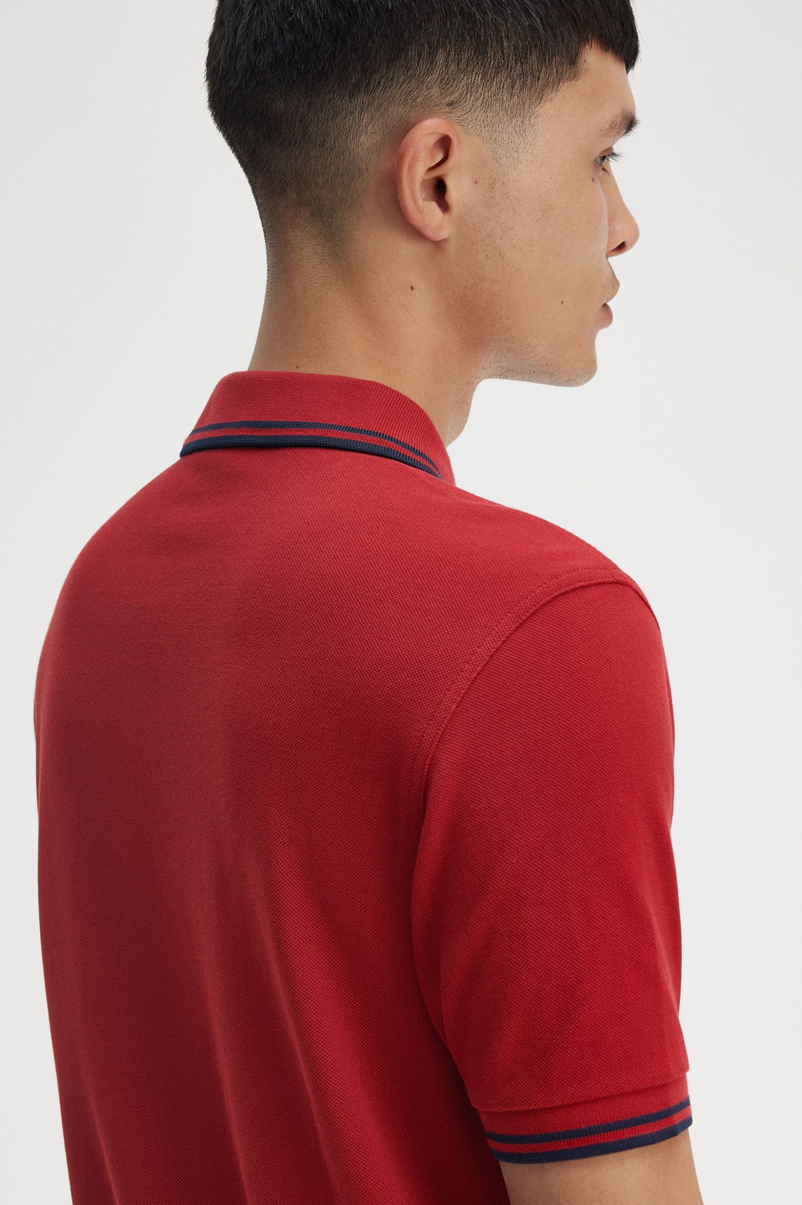 Fred Perry Twin Tipped Shirt in Burnt Red/Navy