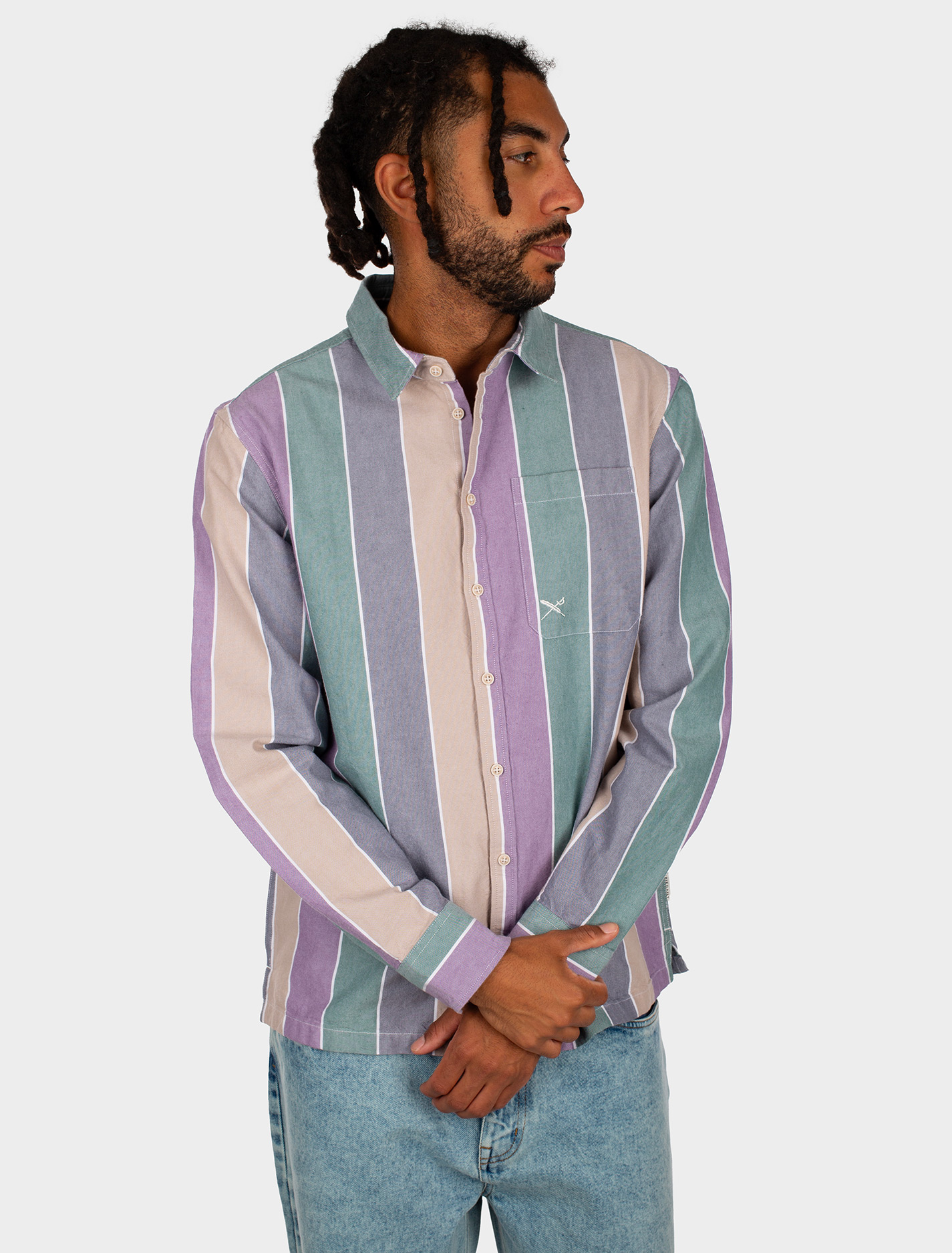 Iriedaily Samuel Stripe Shirt in P. Haze