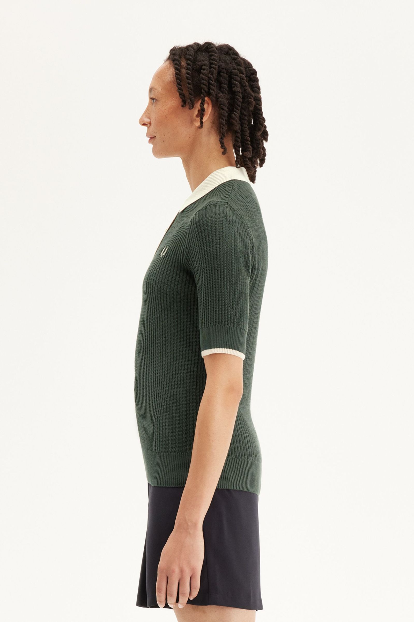 Fred Perry Mesh Knit Polo Shirt in Court Green