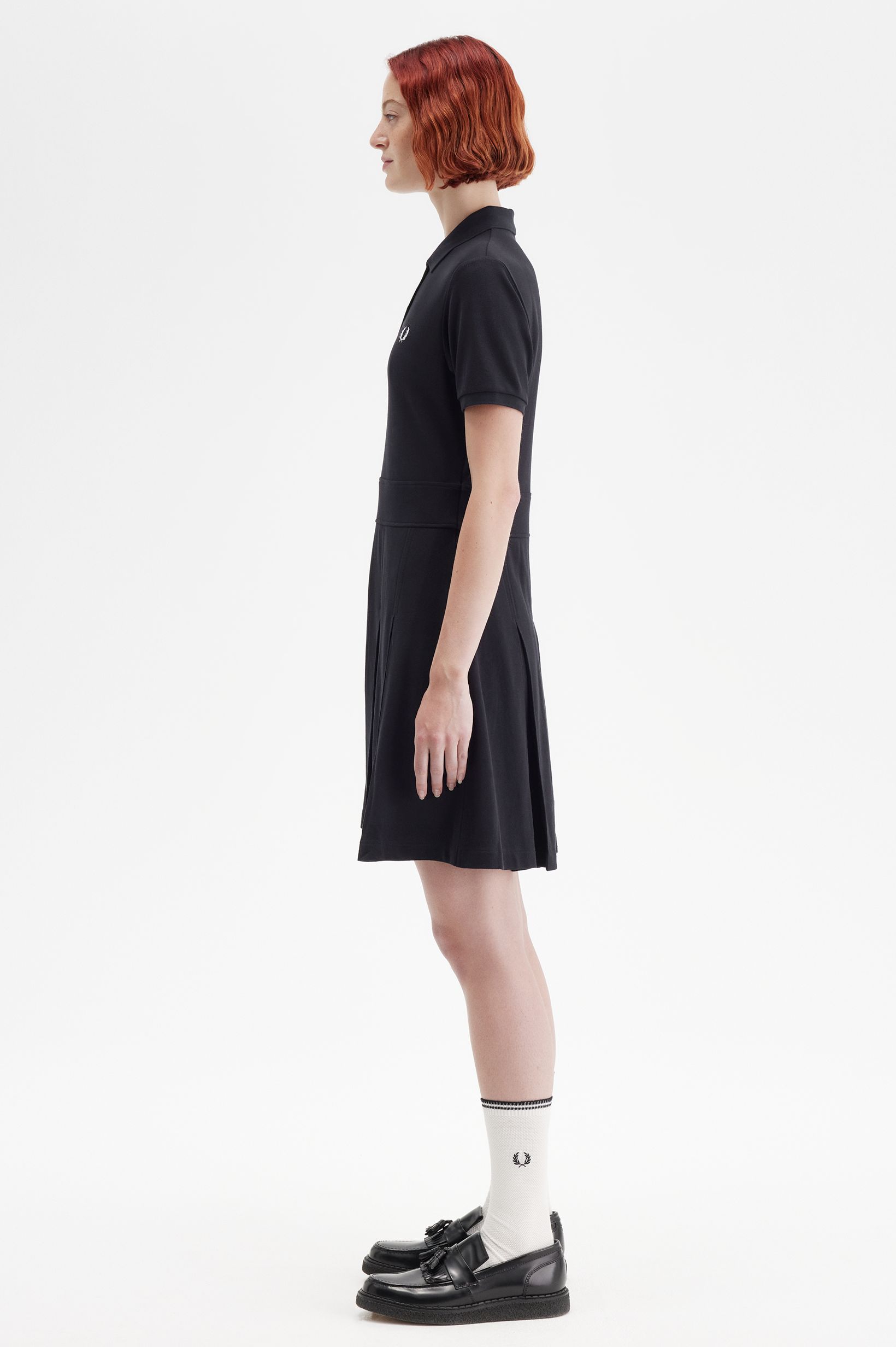 Fred Perry Pleated Tennis Dress in Black