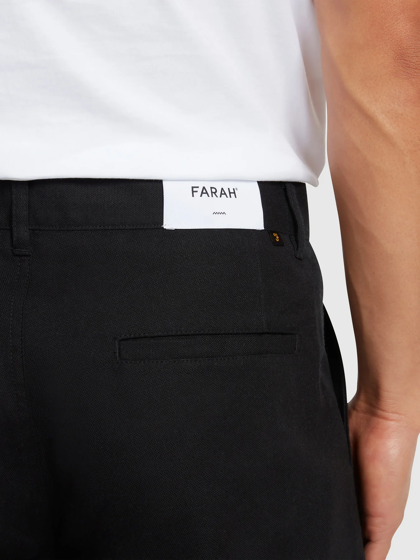 Farah Norwood Regular Fit Cotton Hopsack Trousers In Black  