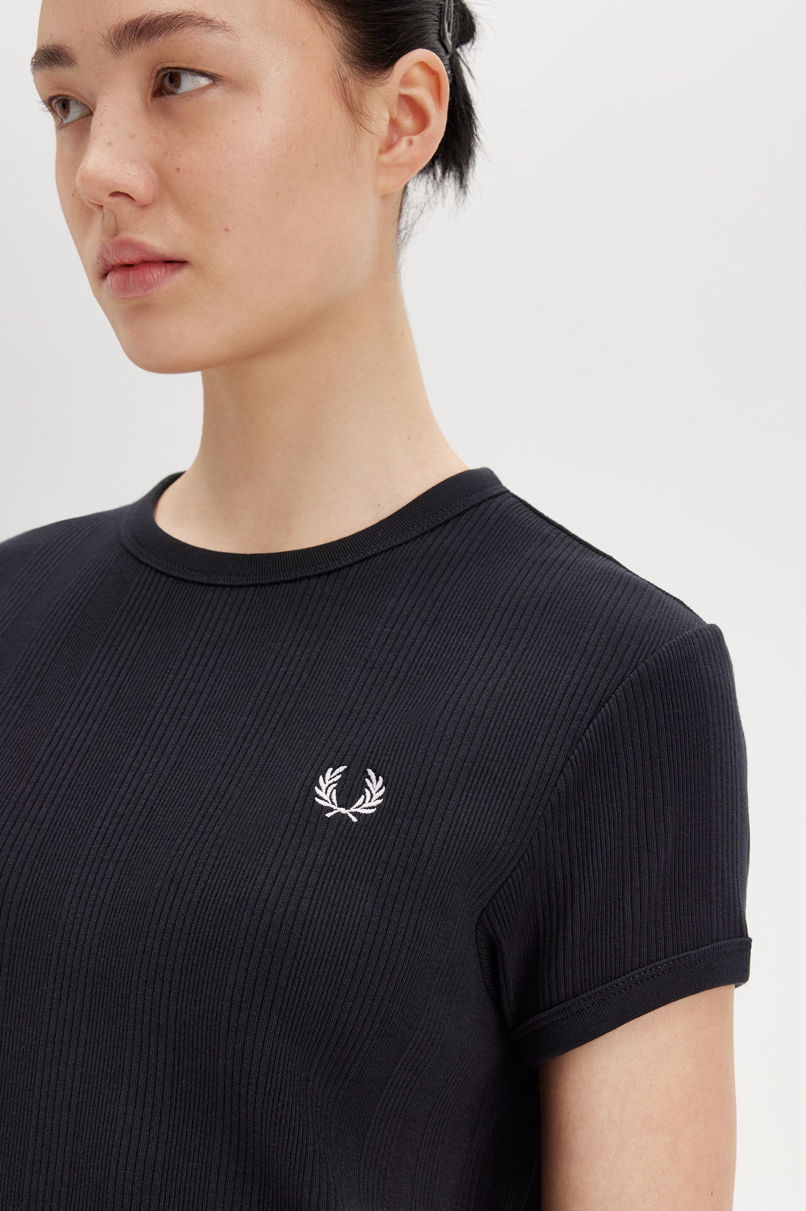 Fred Perry Ribbed T-Shirt Dress in Black