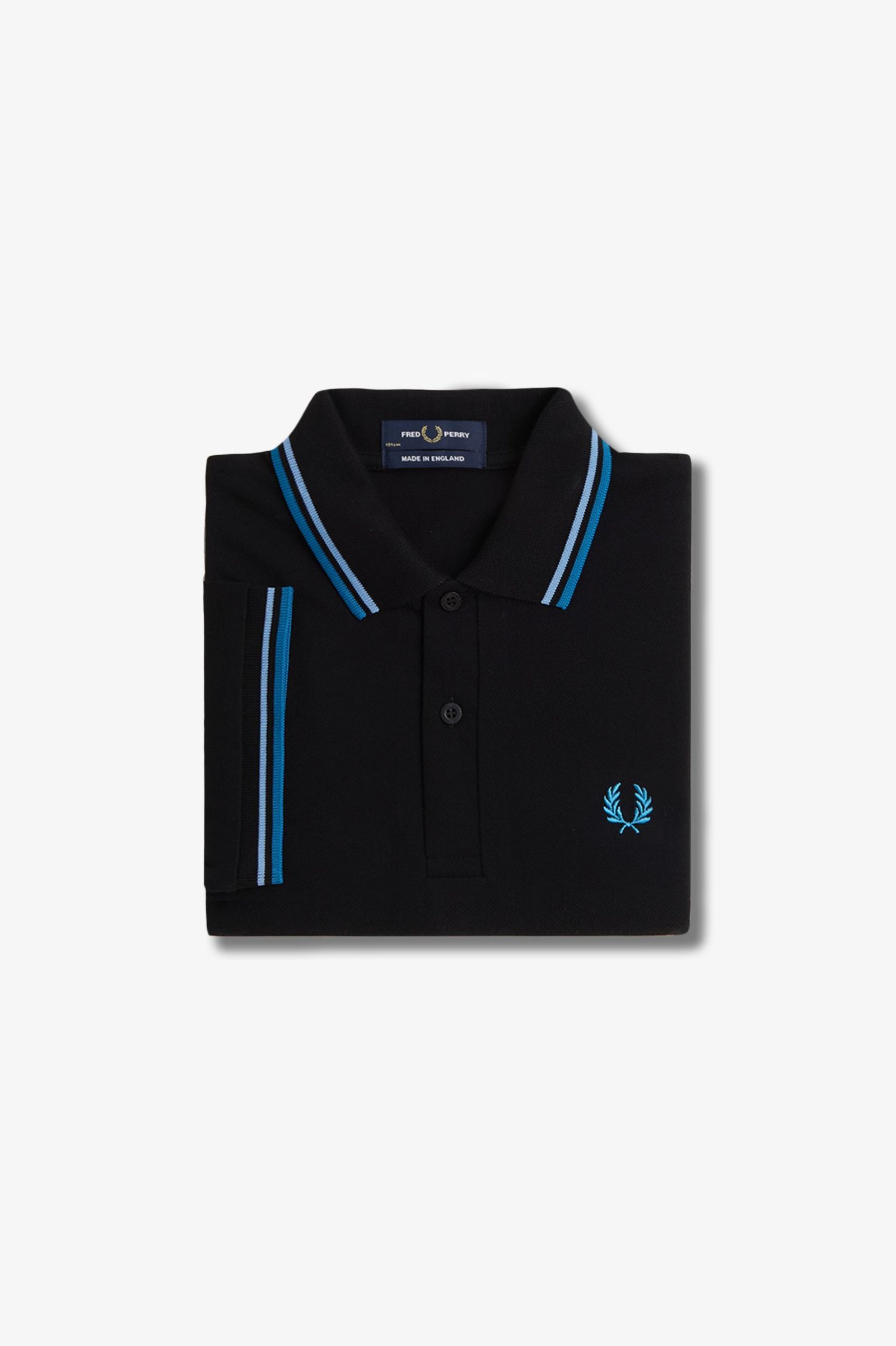 Fred Perry Twin Tipped Shirt in Black/Sky/Ocean