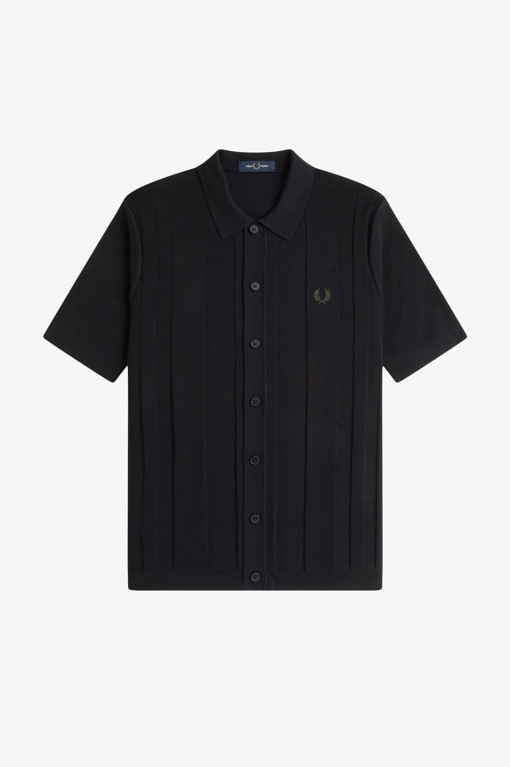 Fred Perry Button Through SS Shirt in Black