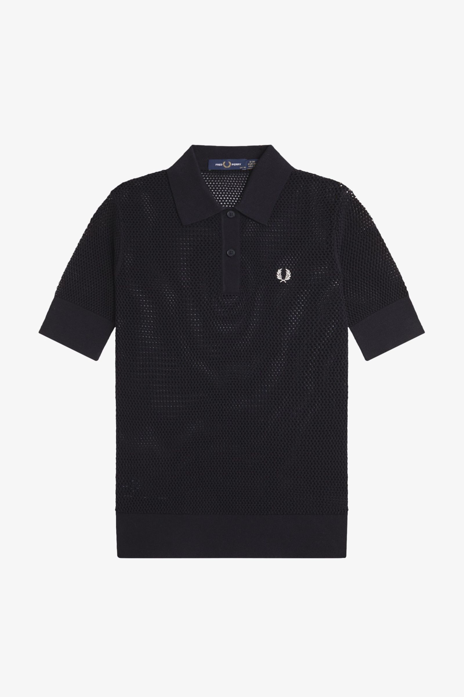 Fred Perry Open Knit Polo Shirt in Black