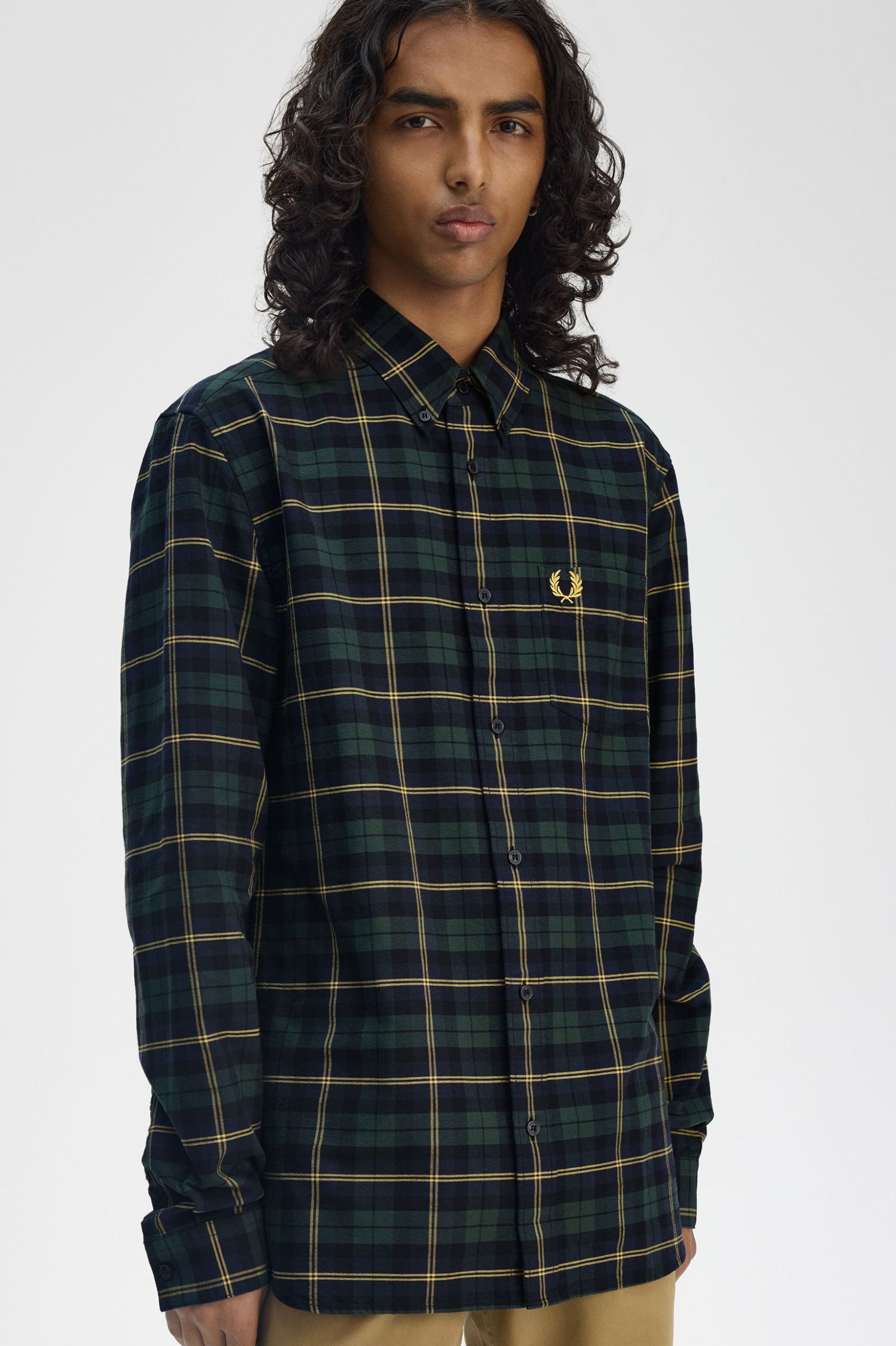 Fred Perry Oxford Tartan Shirt in Navy 