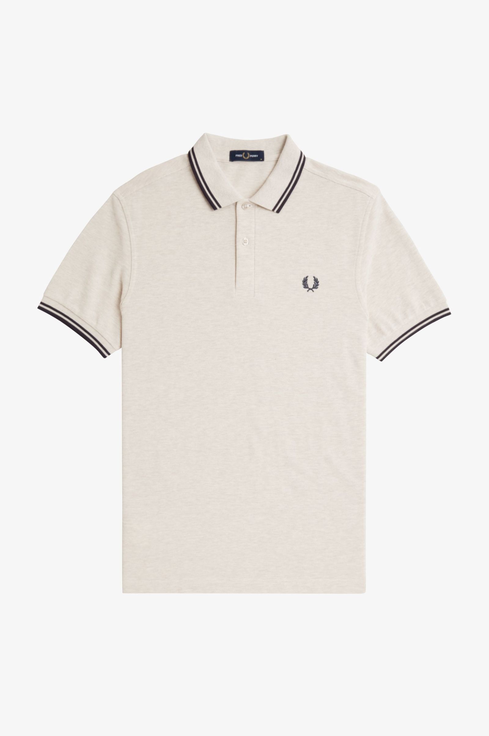 Fred Perry M3600 Twin Tipped Shirt in Porridge Marl / Anchor Grey / Anchor Grey