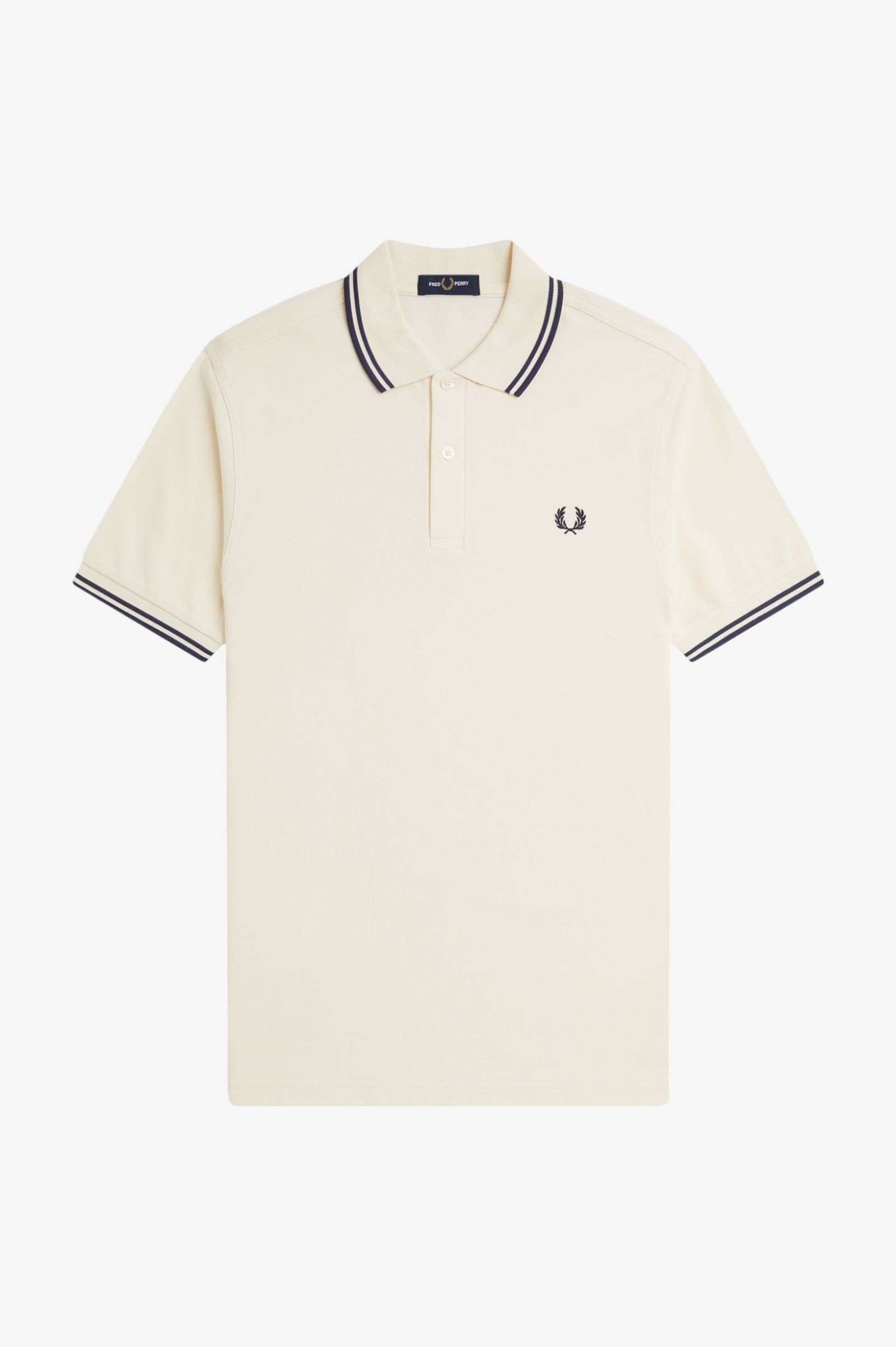 Fred Perry Twin Tipped Shirt in Ecru/Tennis Blue