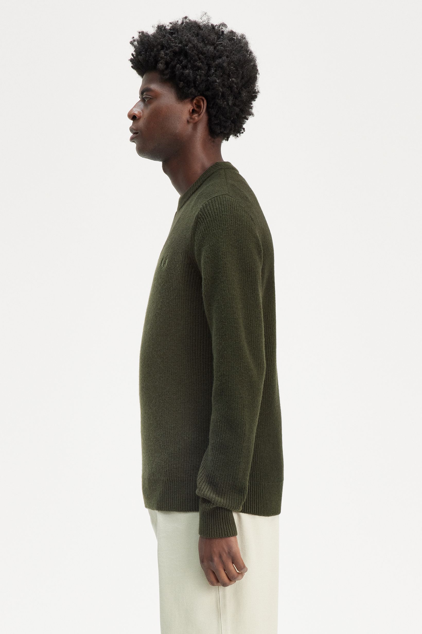 Fred Perry Lambswool Jumper in Hunting Green 