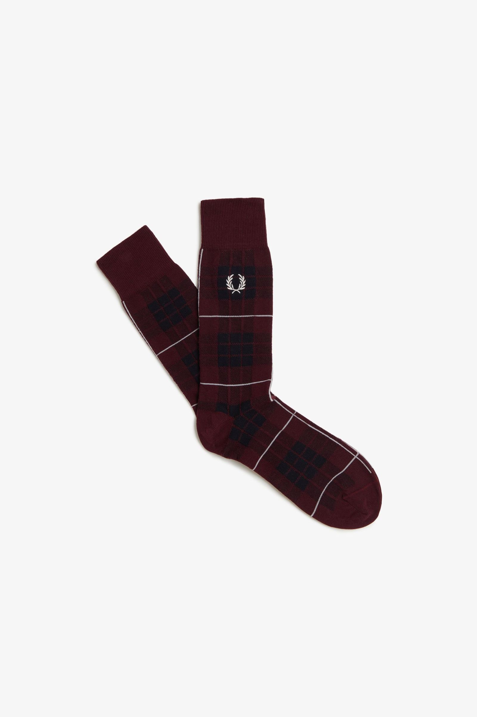 Fred Perry Tartan Sock in Oxblood