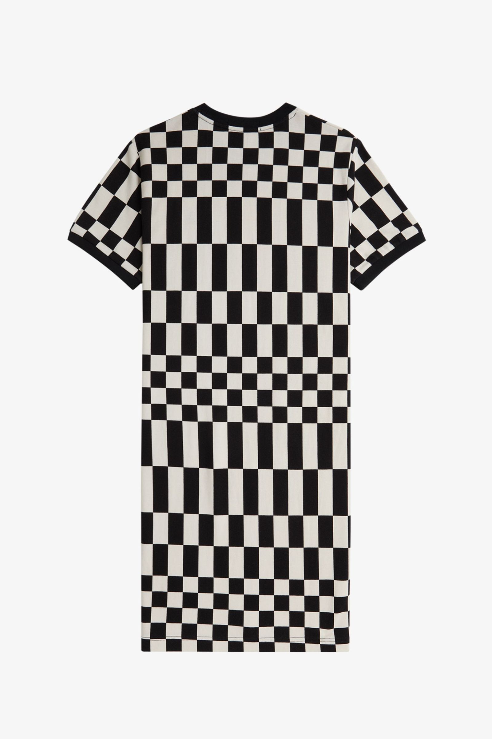 Fred Perry Pique T-Shirt Dress in Black Chequerboard