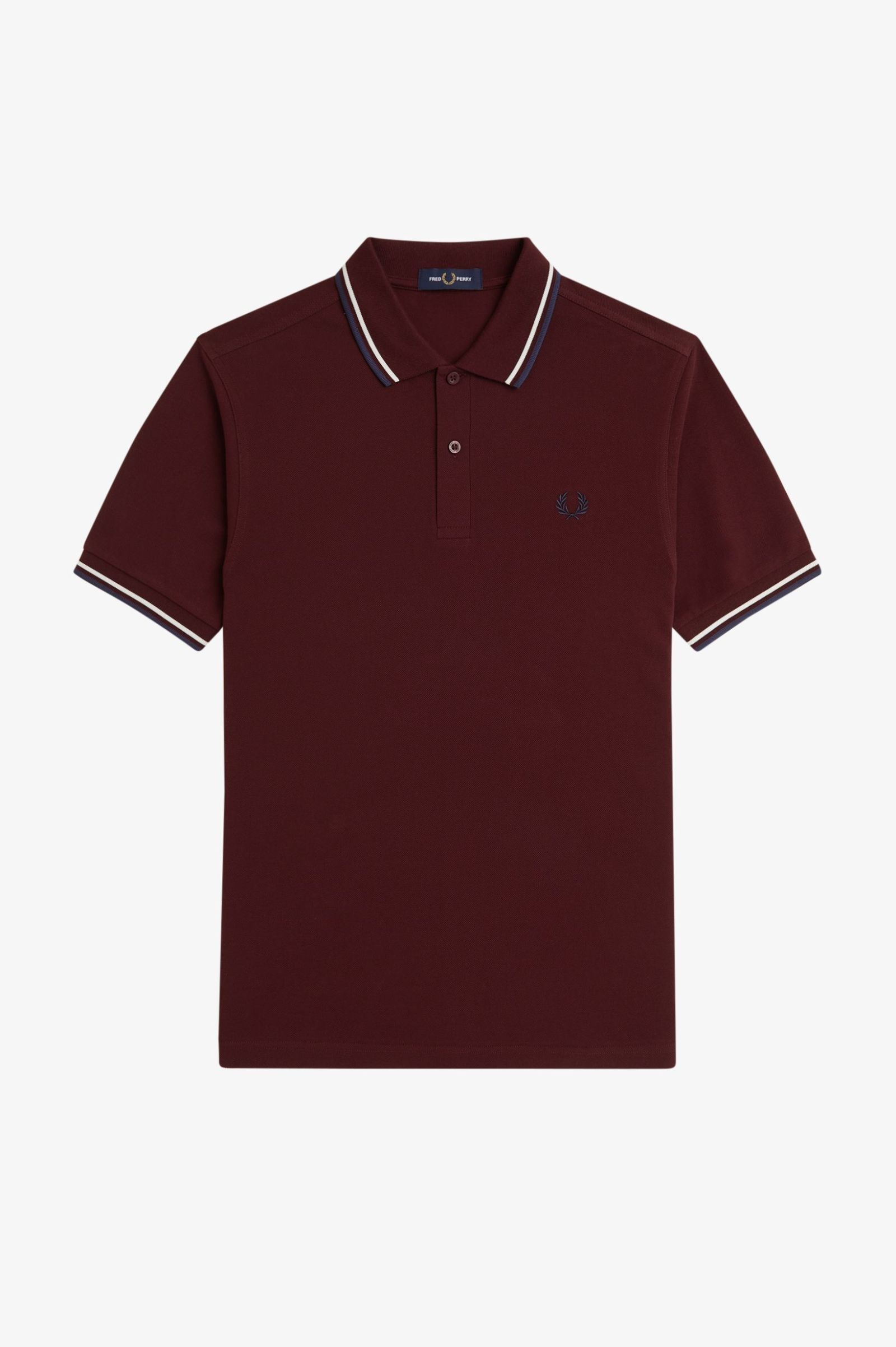 Fred Perry Twin Tipped Poloshirt M3600 Oxblood/Ecru/Tennis Blue 