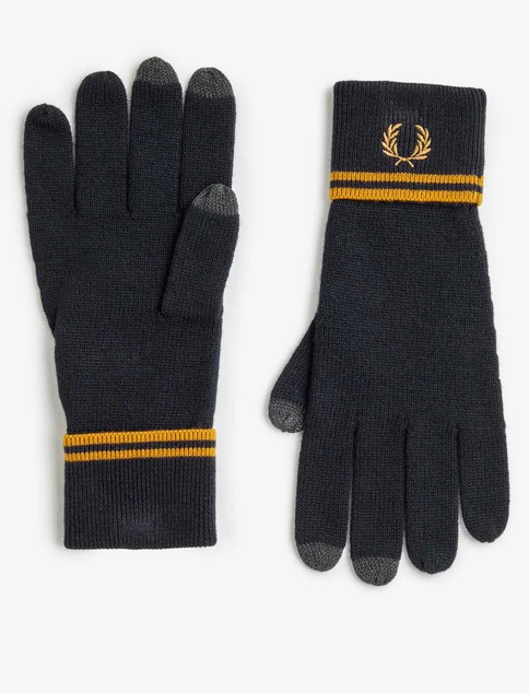 Fred Perry Twin Tipped Merino Wool Gloves in Navy