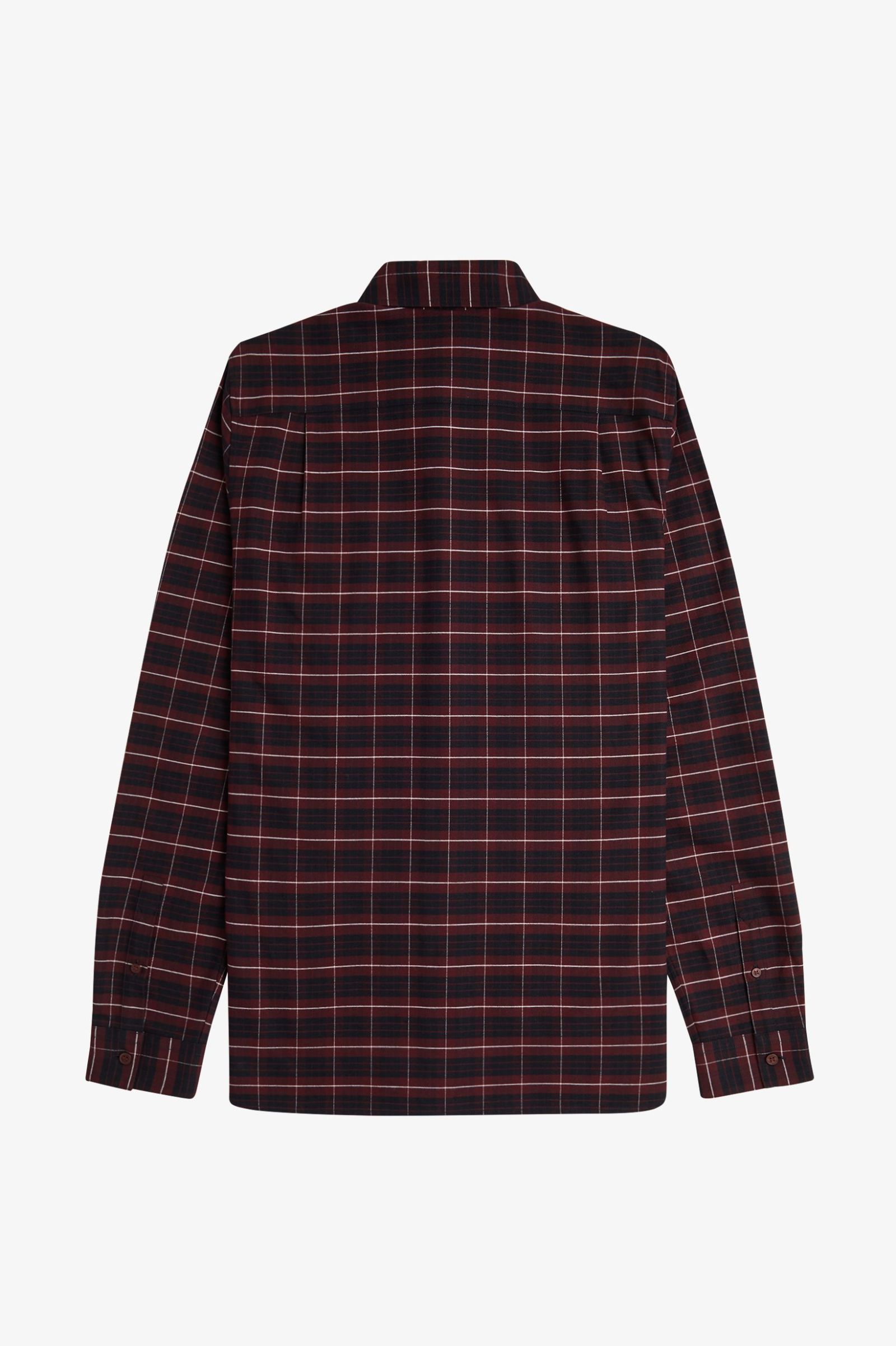 Fred Perry Brushed Oxford Tartan Shirt in Oxblood