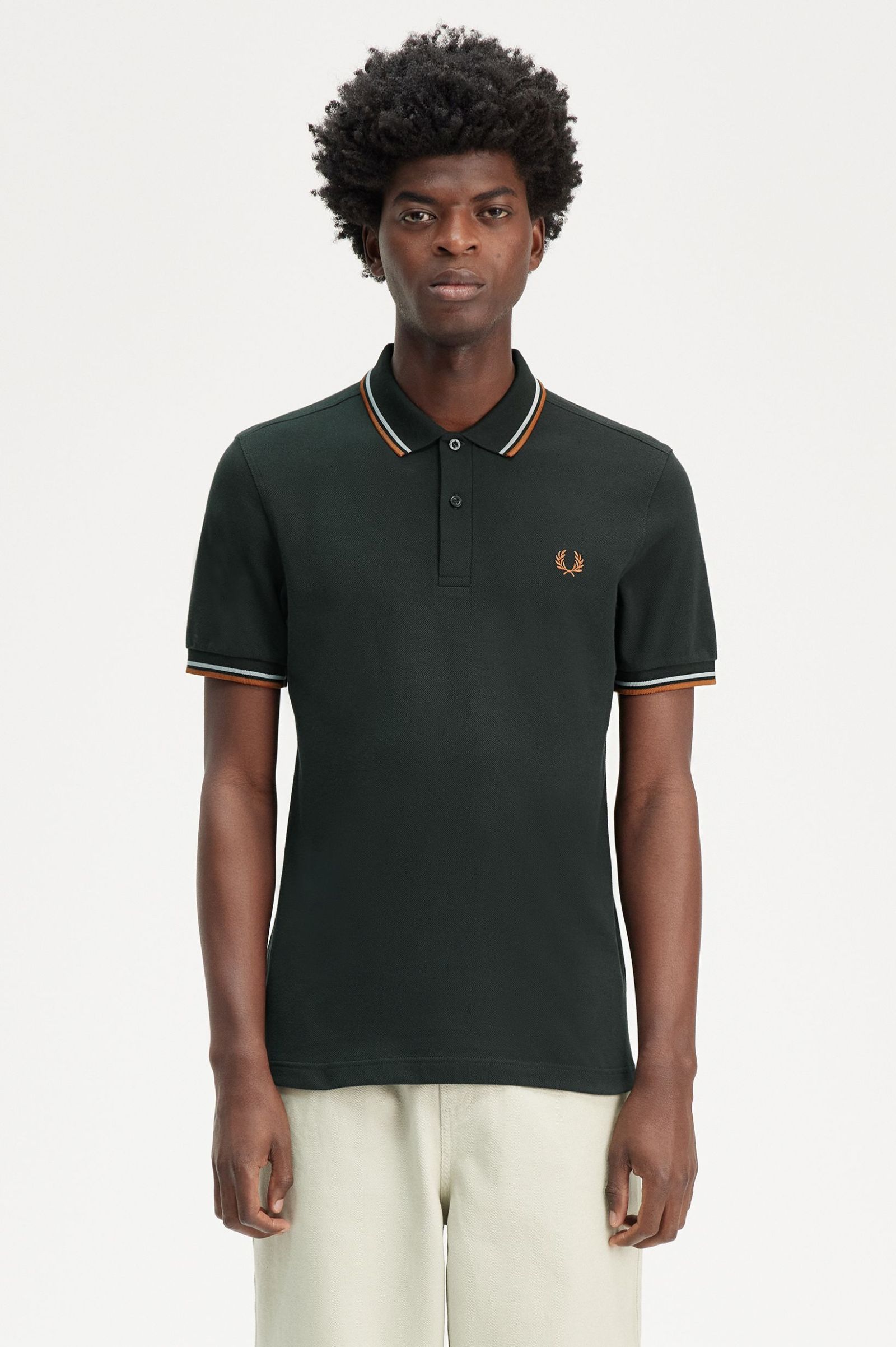 Fred Perry Twin Tipped Shirt in Night Green/Silver Blue 