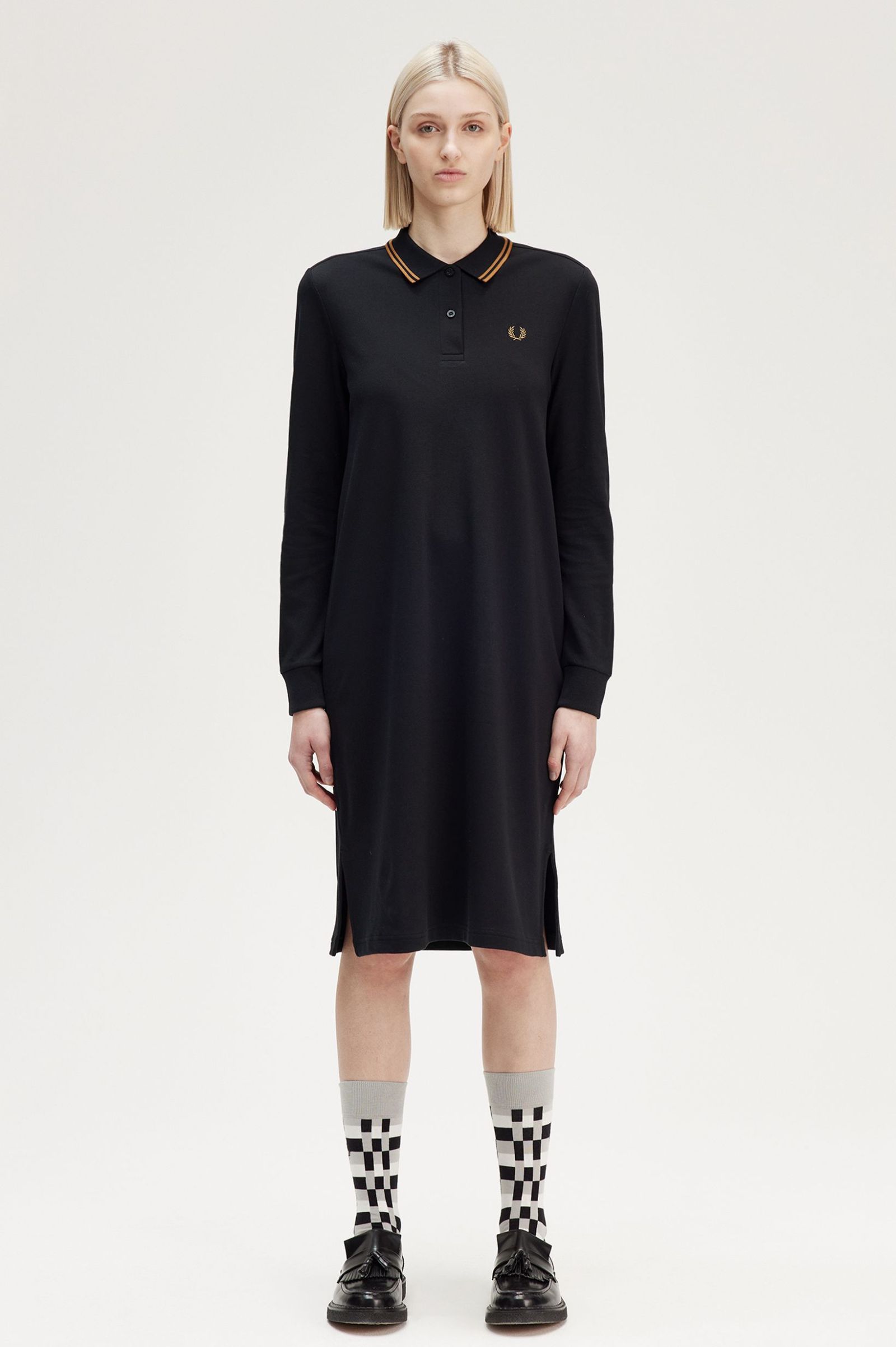 Fred Perry LS Damen Polokleid in Black