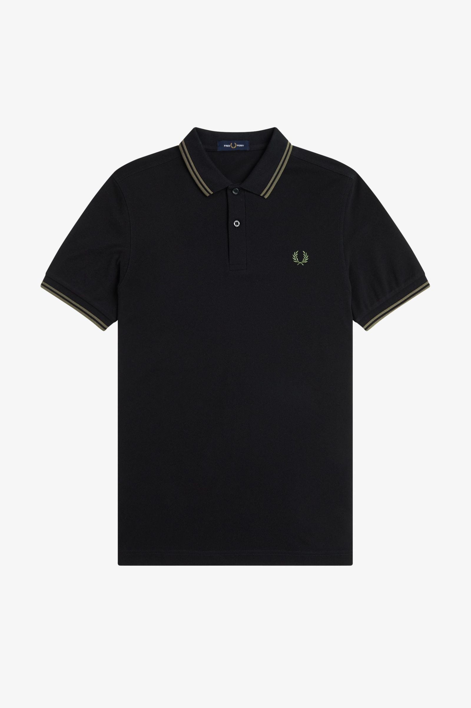 Fred Perry Twin Tipped Shirt in Black/Laurel Wreath Green