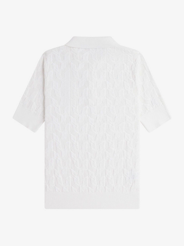 Fred Perry Textured Open-Knit Polo Shirt in White