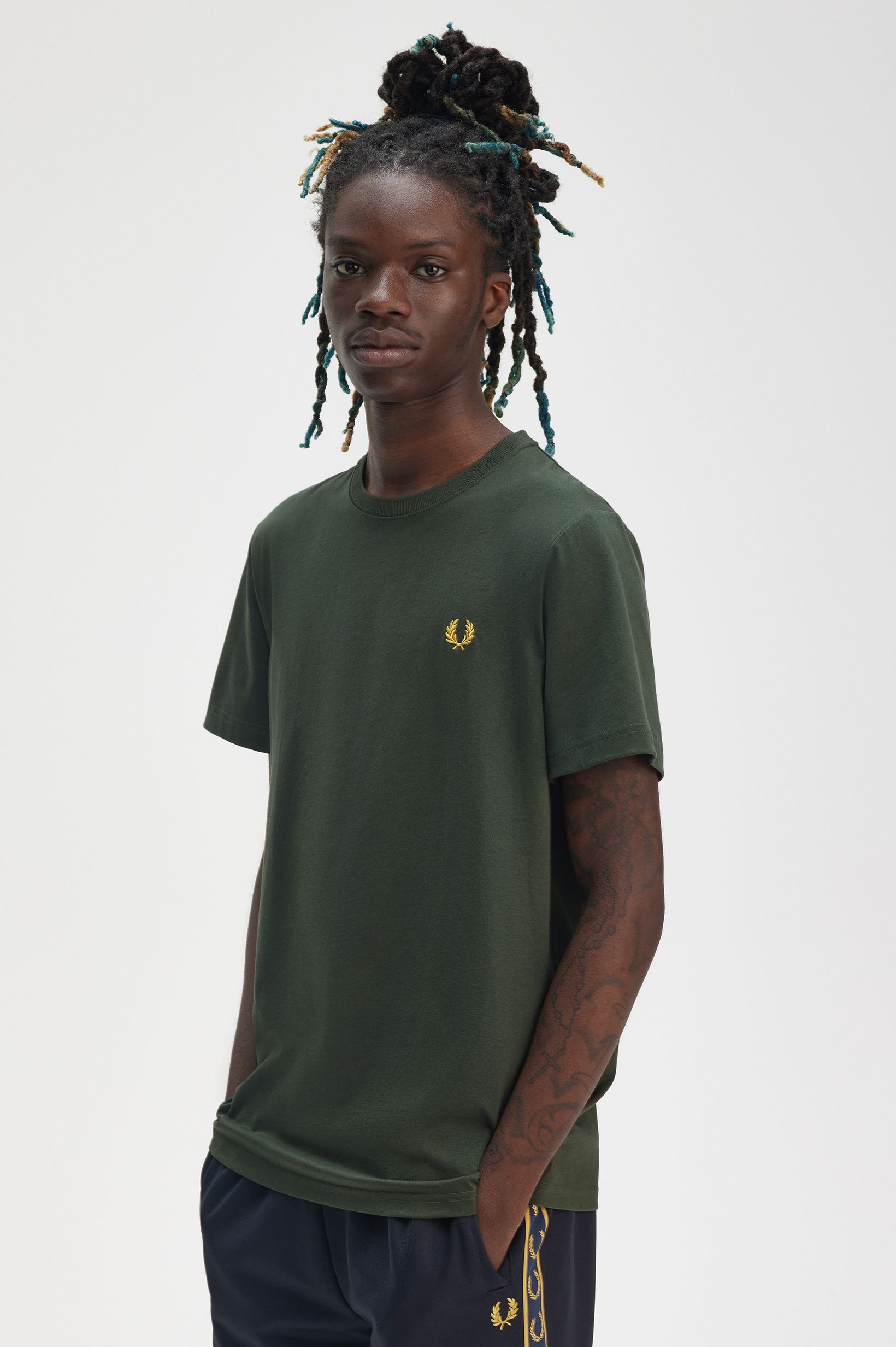 Fred Perry Crew Neck T-Shirt in Court Green 