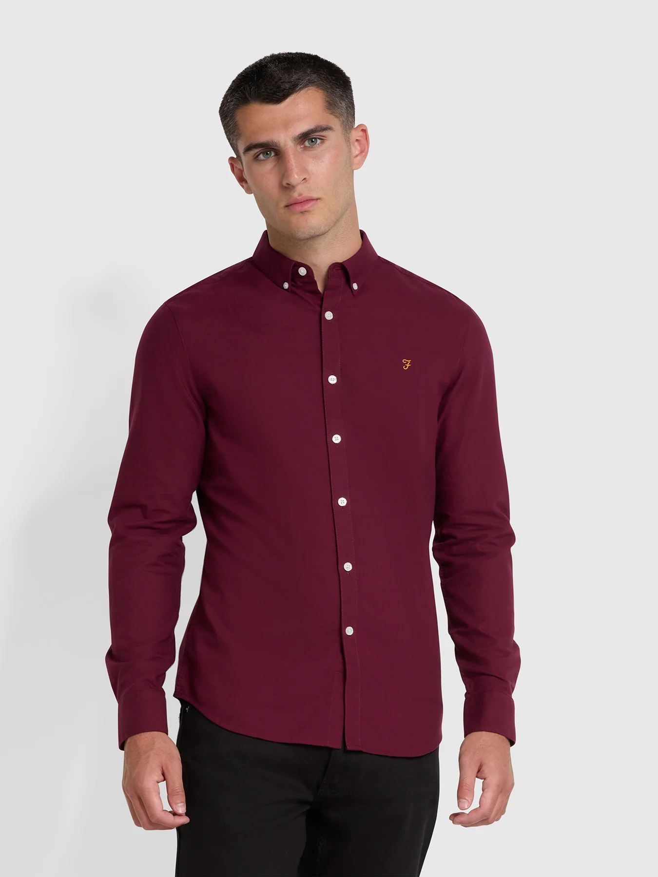 Farah Brewer Oxford Hemd in Bordeaux