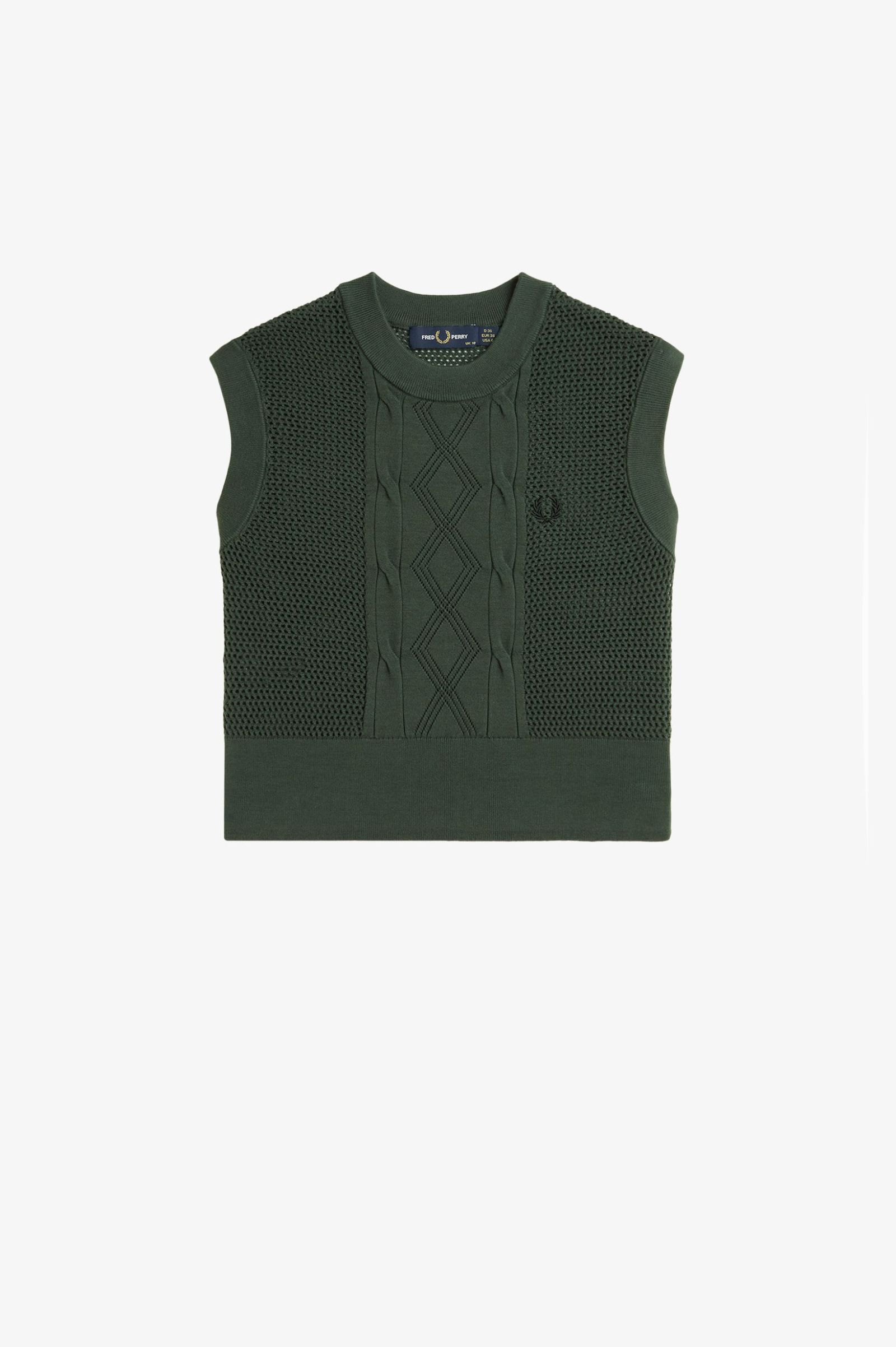 Fred Perry Textured Knitted Tank in Court Green