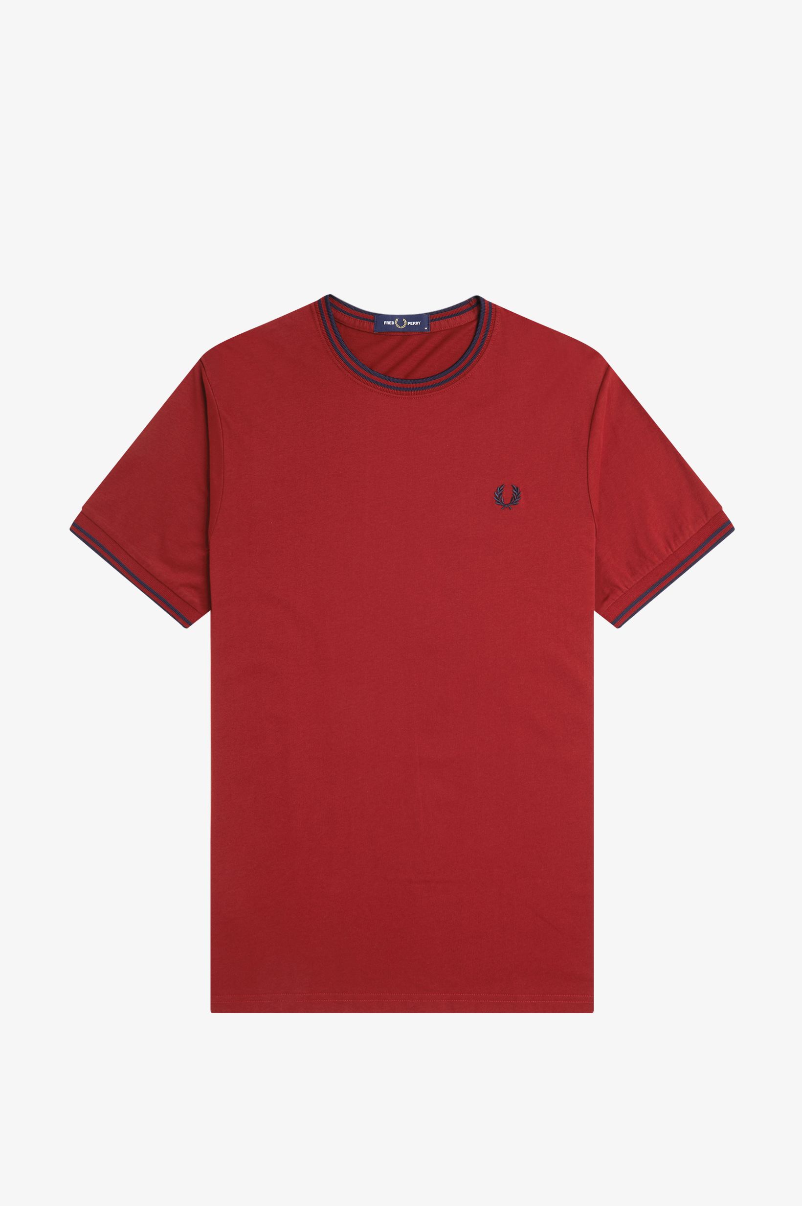 Fred Perry Twin Tipped T-Shirt in Burnt Red/Navy