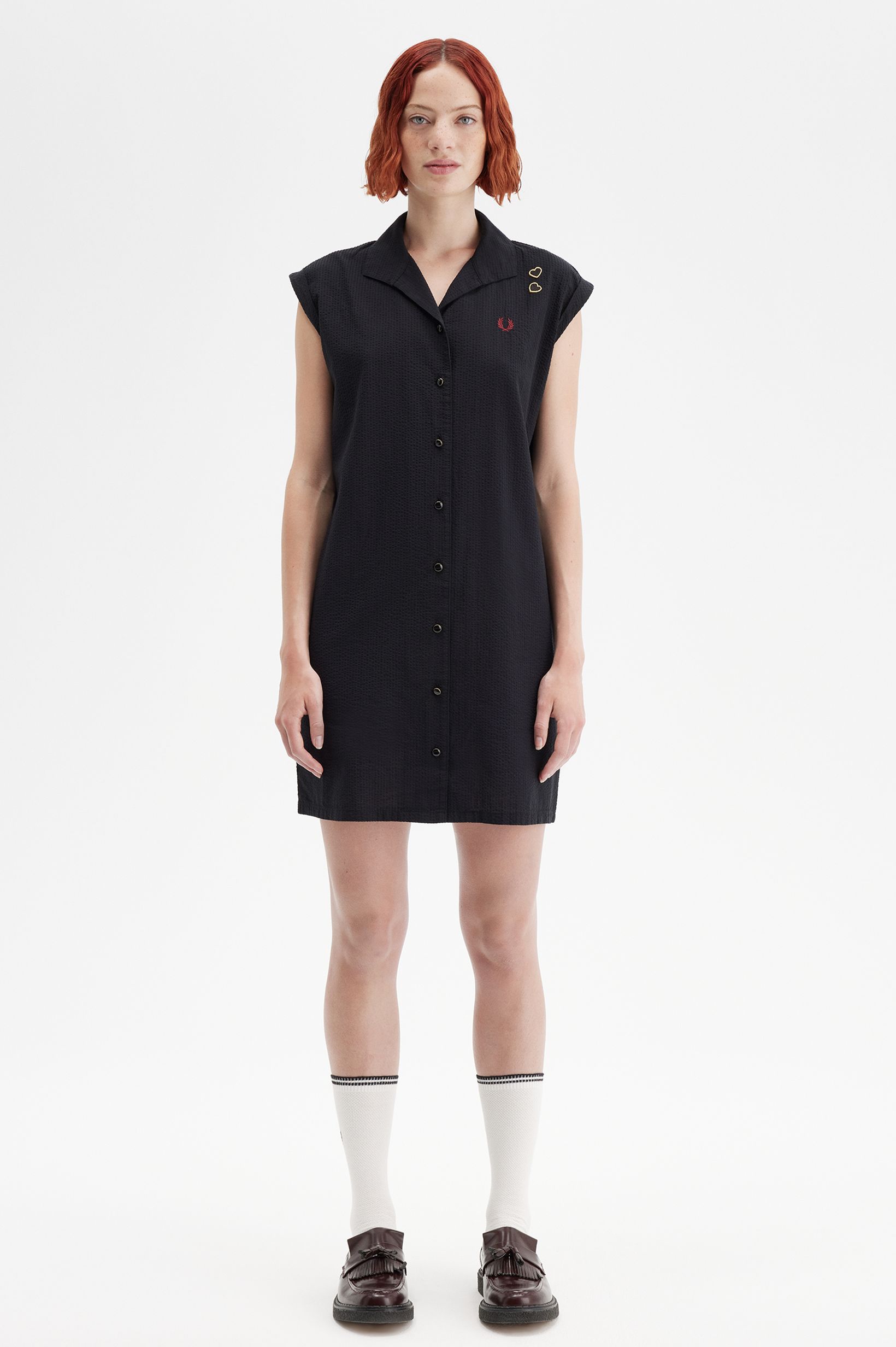 Fred Perry Amy Winehouse Pocket Detail Piqué Dress in Black