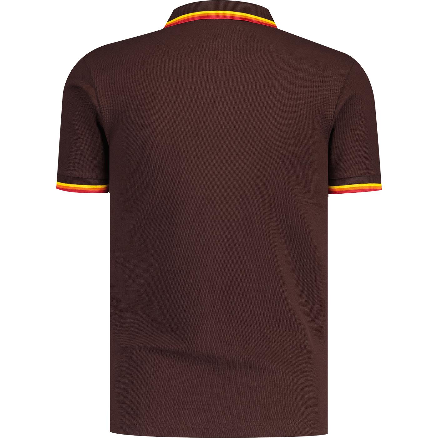 Trojan Tipped Pique Polo Shirt in Chocolate