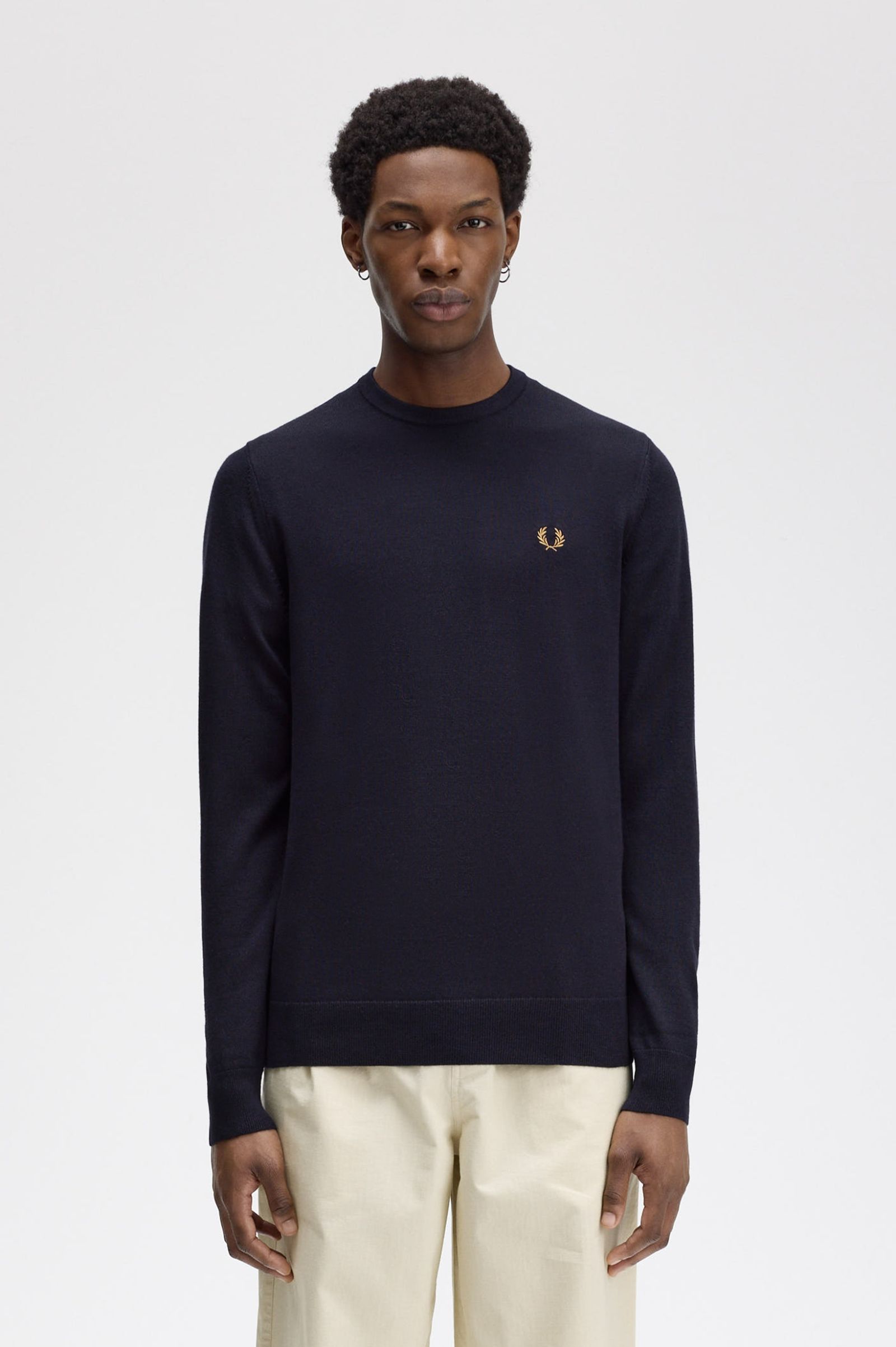 Fred Perry Crew Neck Jumper in Navy 