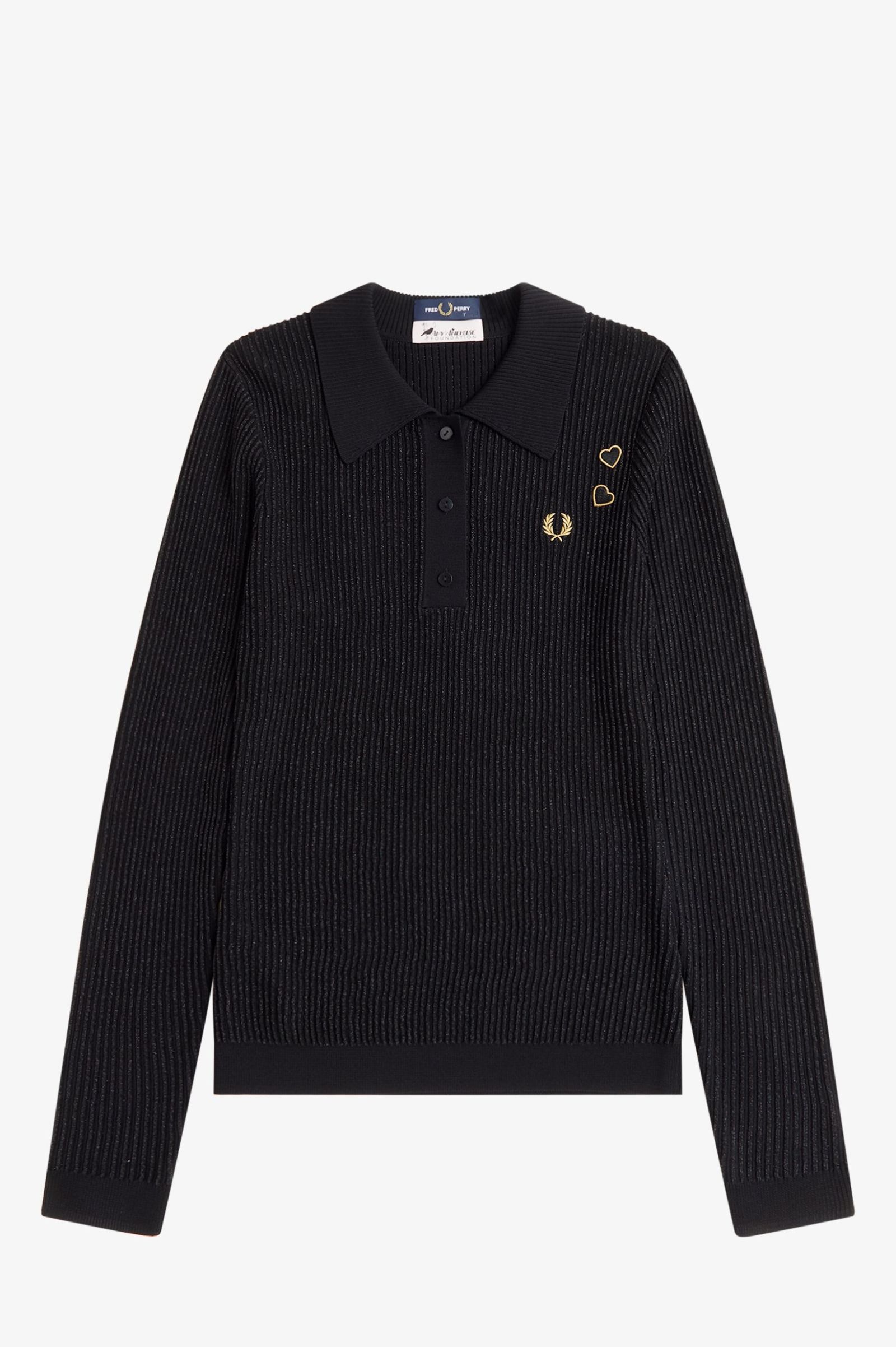 Fred Perry Ribbed Knitted Shirt in Black