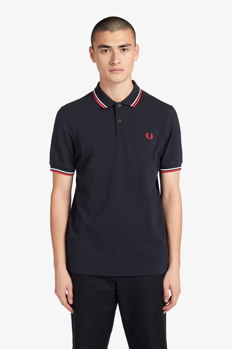 Fred Perry Poloshirt Navy/Weiß/Rot