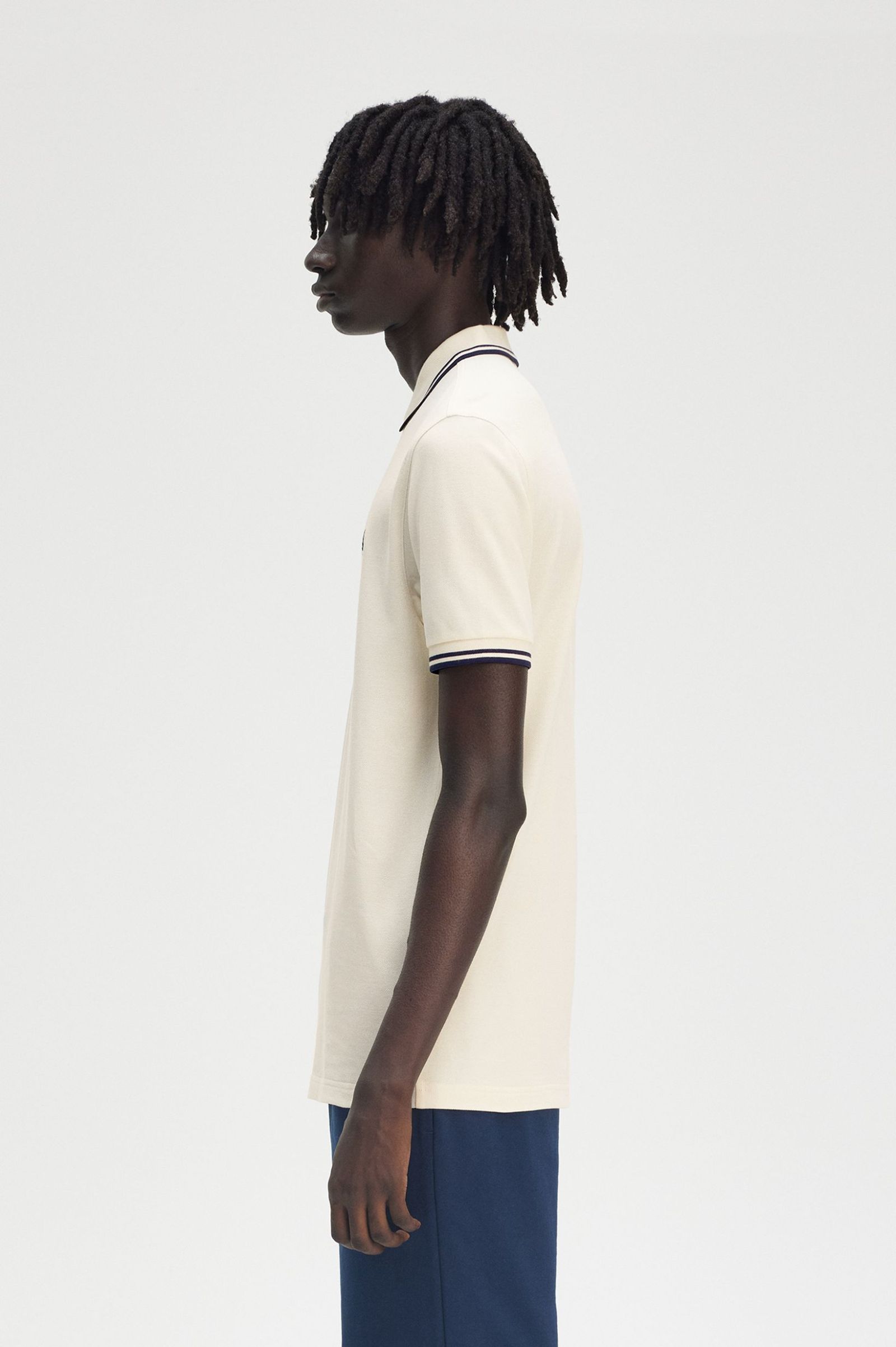 Fred Perry Twin Tipped Shirt in Ecru/Tennis Blue