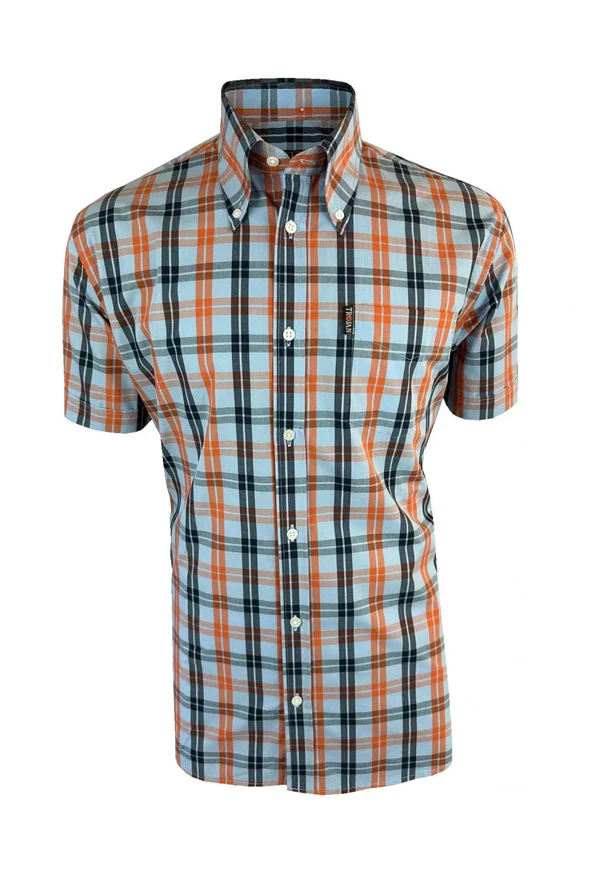 Trojan Check SS Shirt TC/1034 in Powder