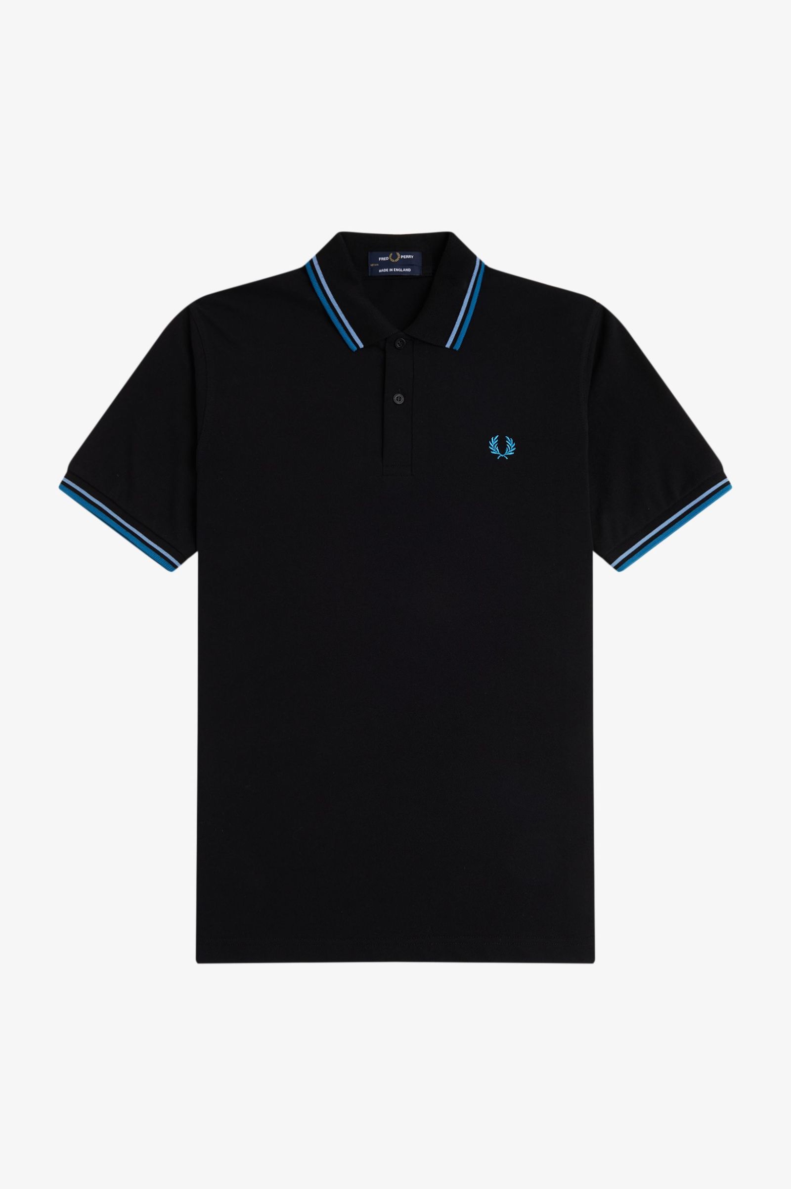 Fred Perry Twin Tipped Shirt in Black/Sky/Ocean