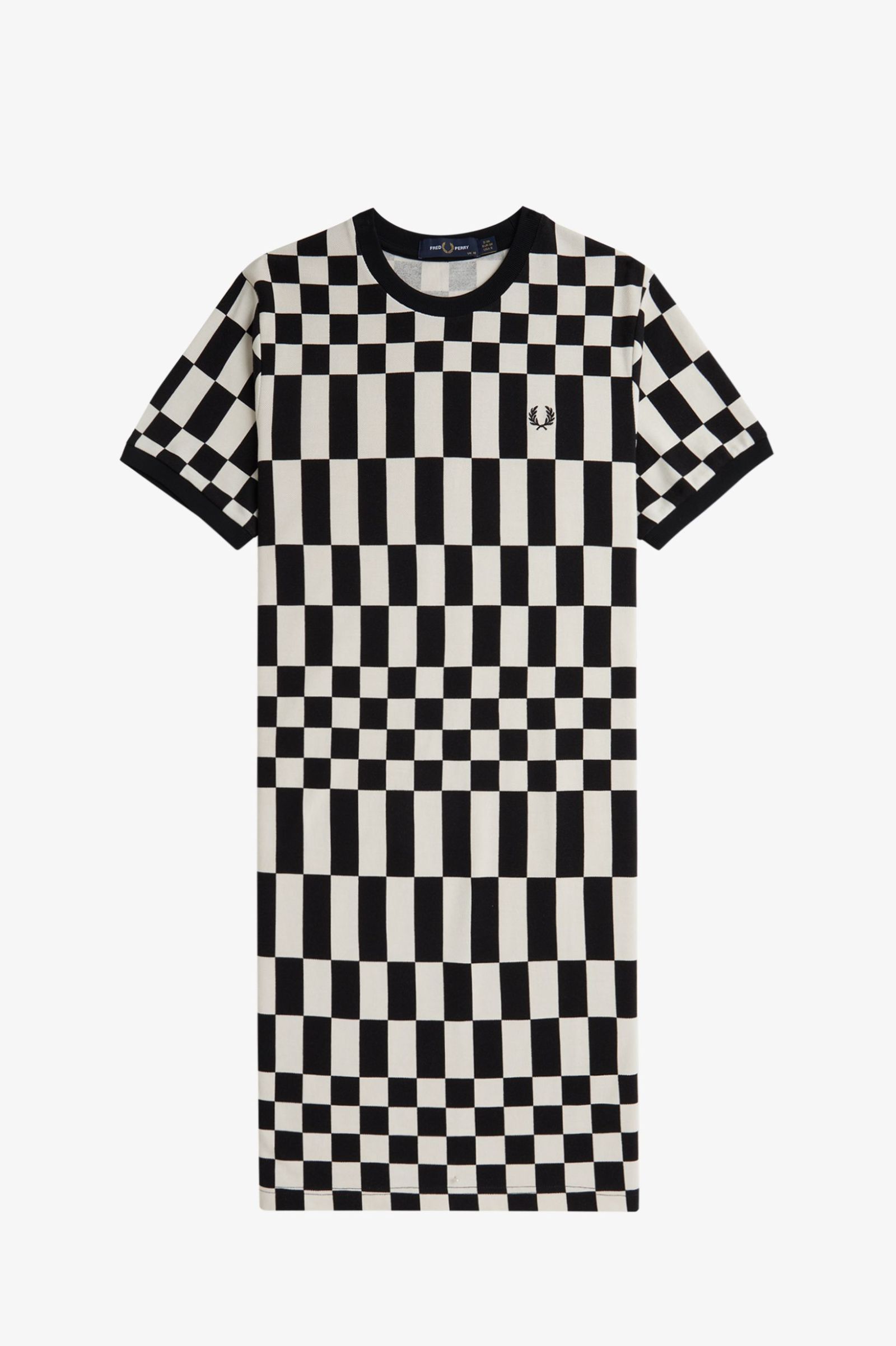 Fred Perry Pique T-Shirt Dress in Black Chequerboard