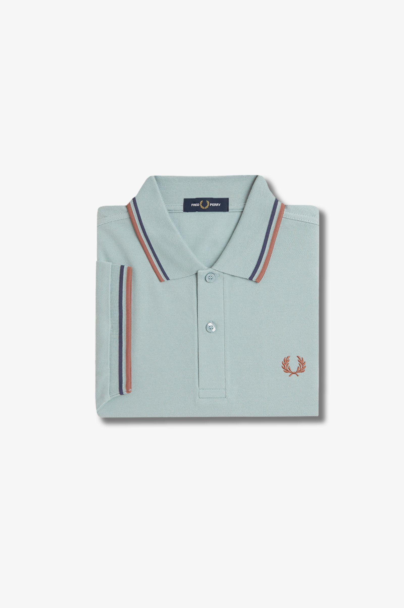 Fred Perry Twin Tipped Shirt in Silver Blue/Tennis Blue/Cinnamon