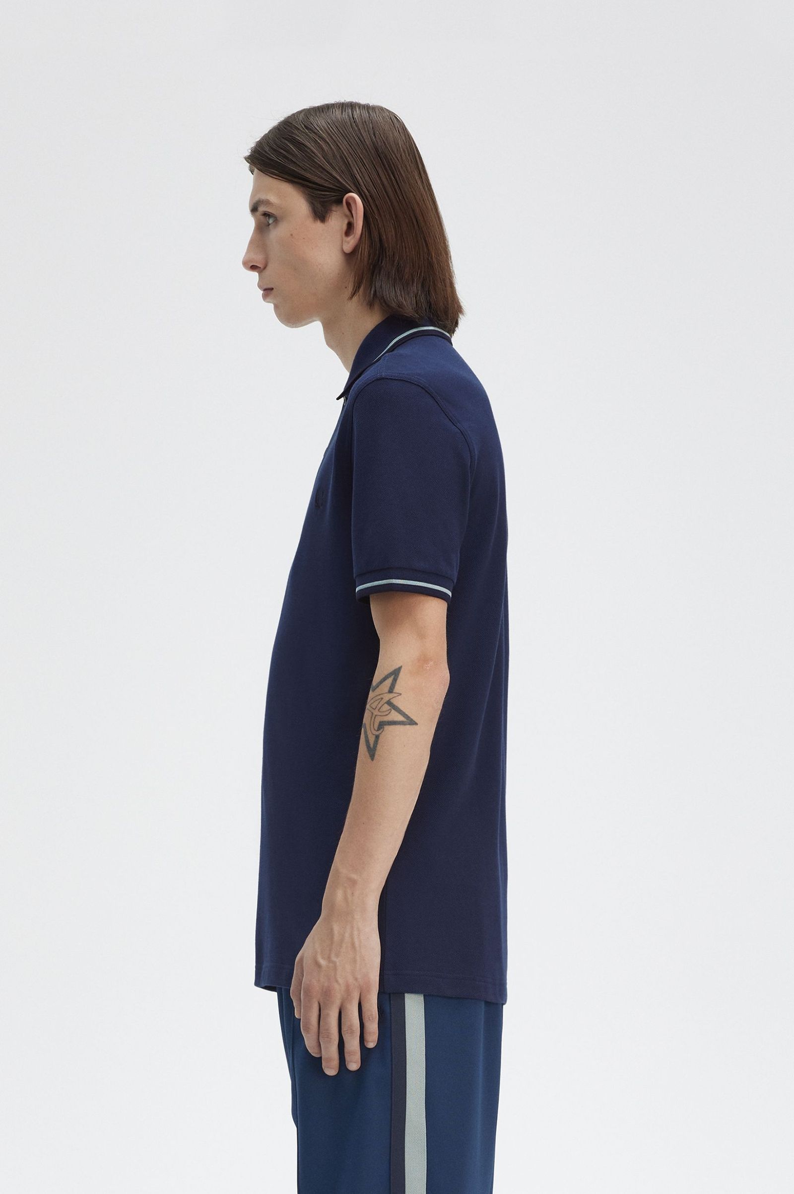 Fred Perry Twin Tipped Shirt in Tennis Blue/Silver Blue/Navy