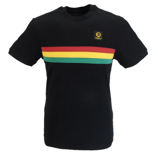 Trojan Rasta striped Retro T-Shirt in Black