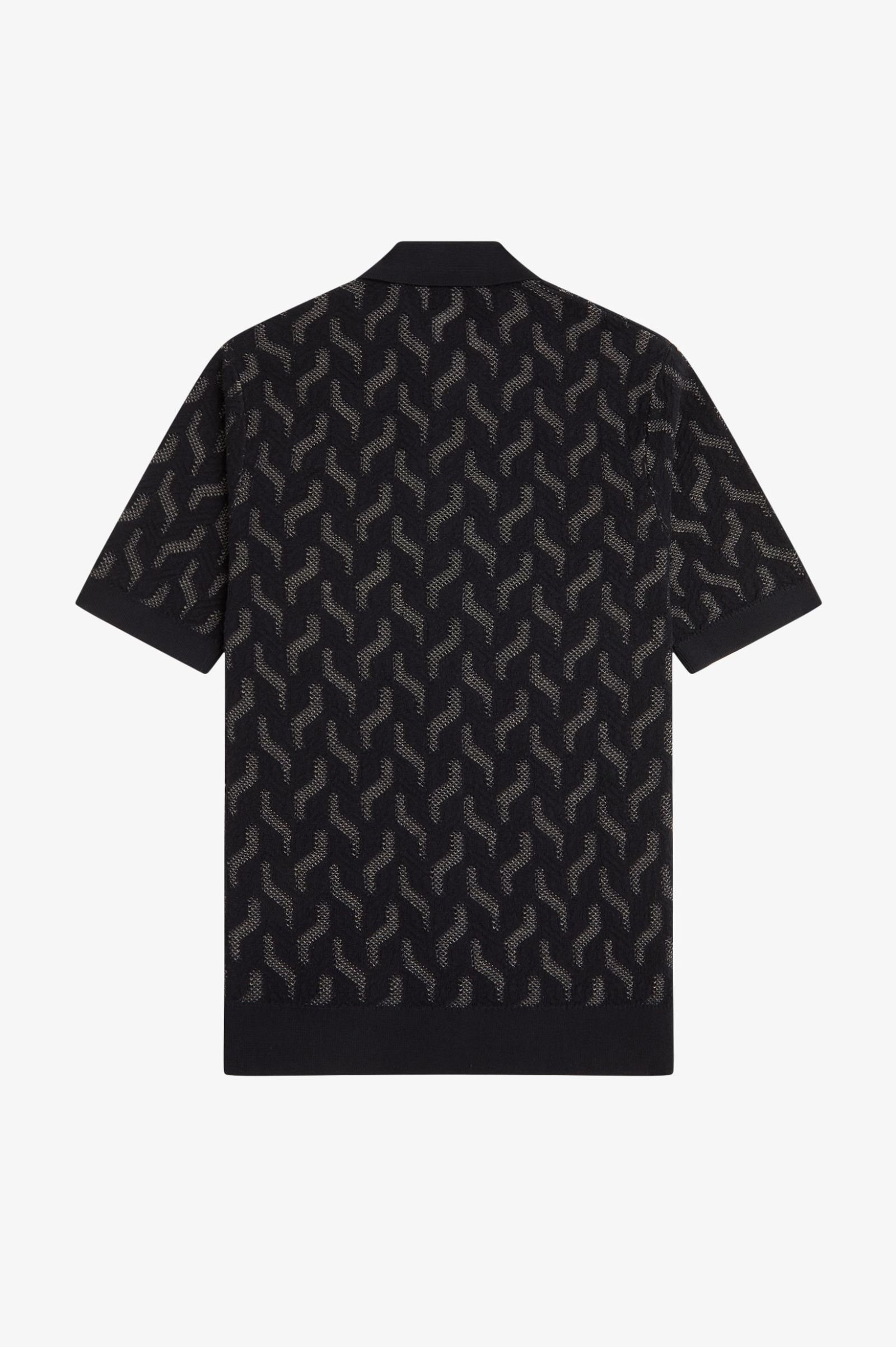 Fred Perry Pointelle Cable Knitted Shirt in Black