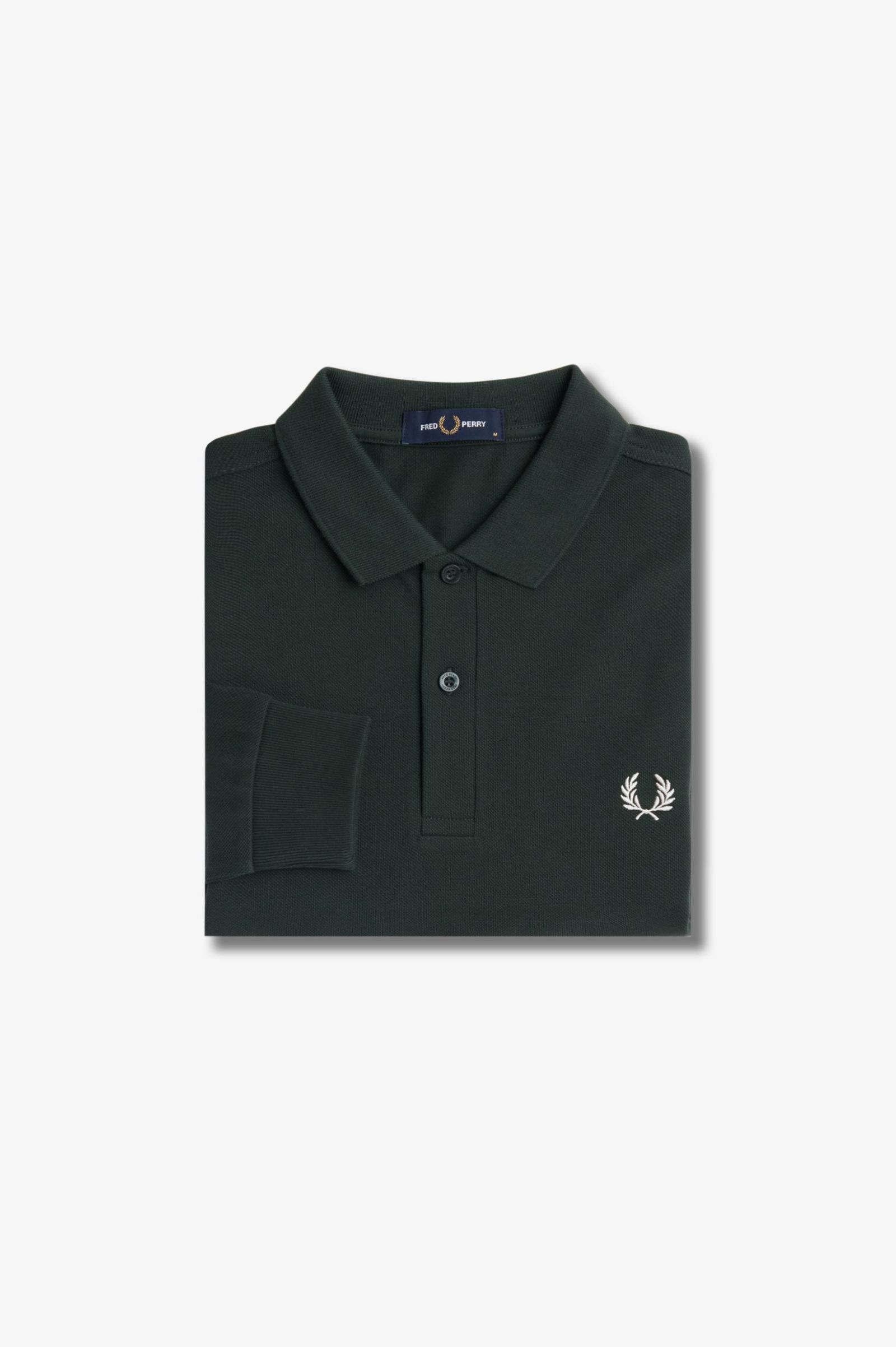 Fred Perry Long Sleeve Plain Shirt Nightgreen/ Snow White