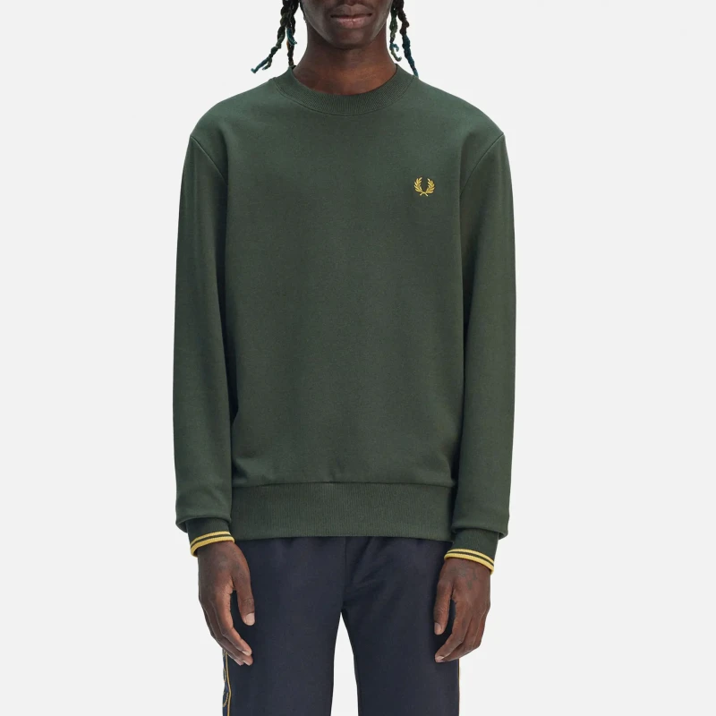 Fred Perry Crew Neck Sweatshirt in Court Green 