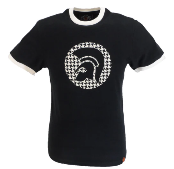 Trojan T-Shirt mit Hahnentrittmuster in Black