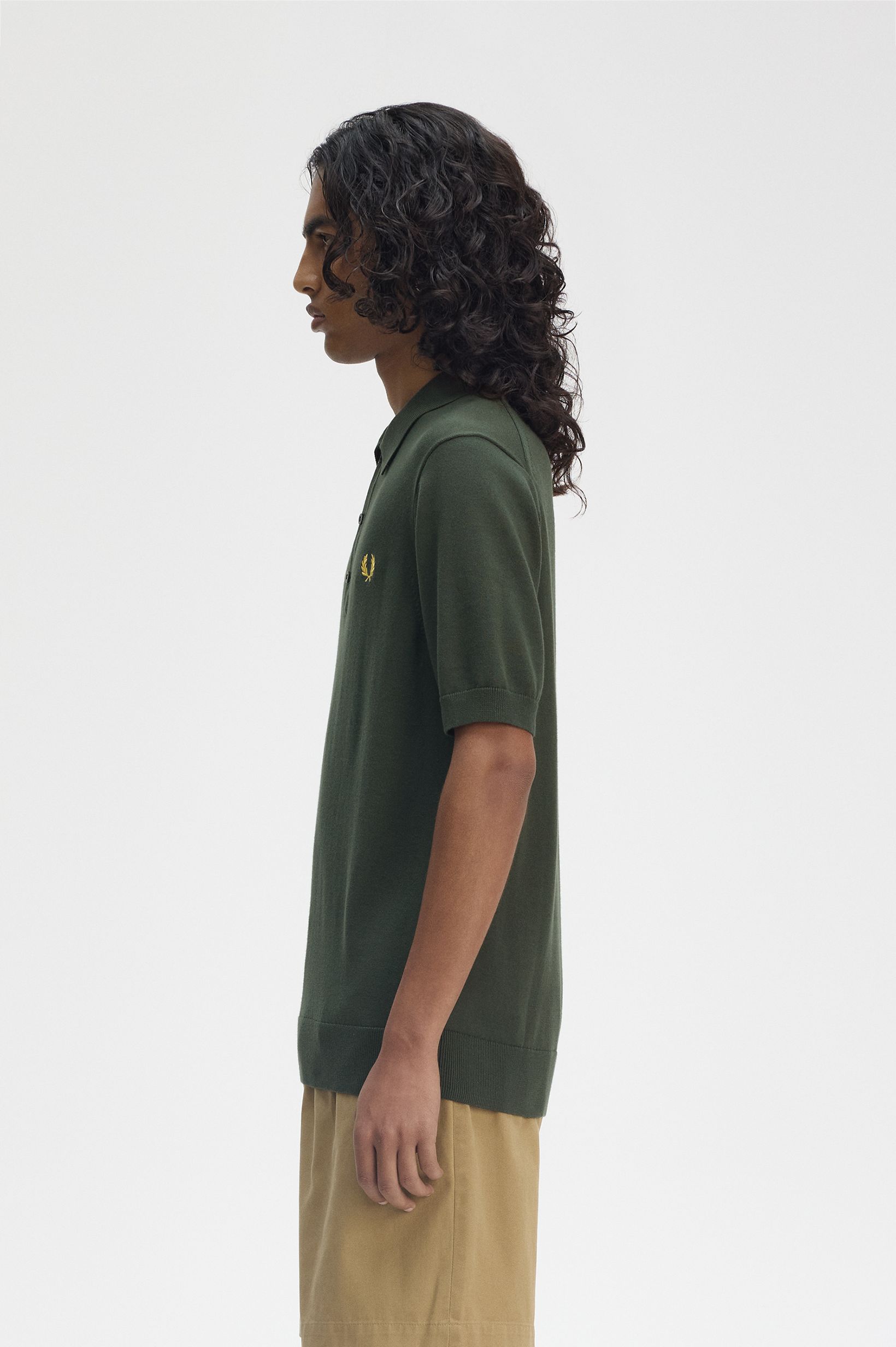 Fred Perry Cottton Knitted Shirt in Court Green