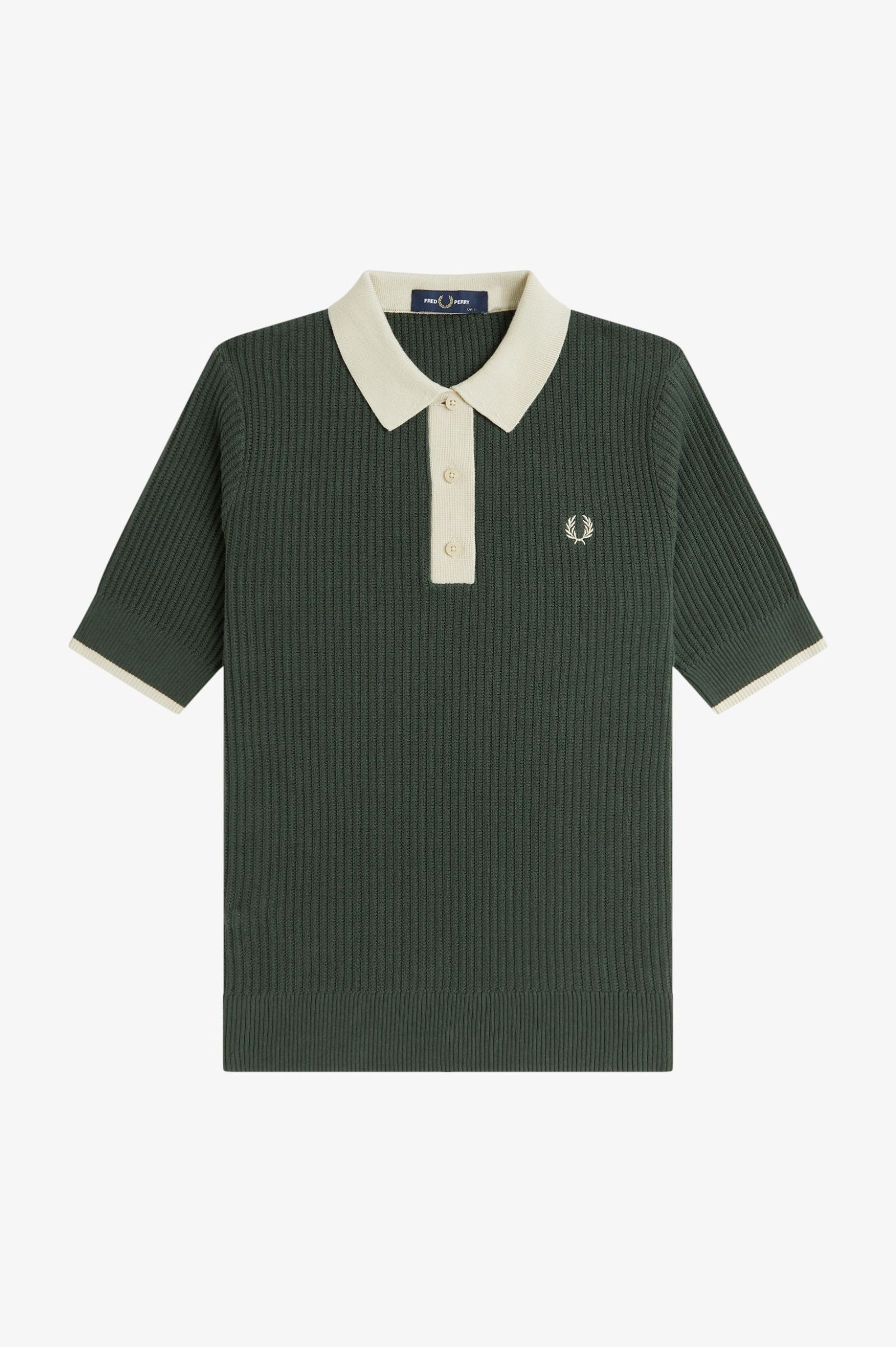 Fred Perry Mesh Knit Polo Shirt in Court Green