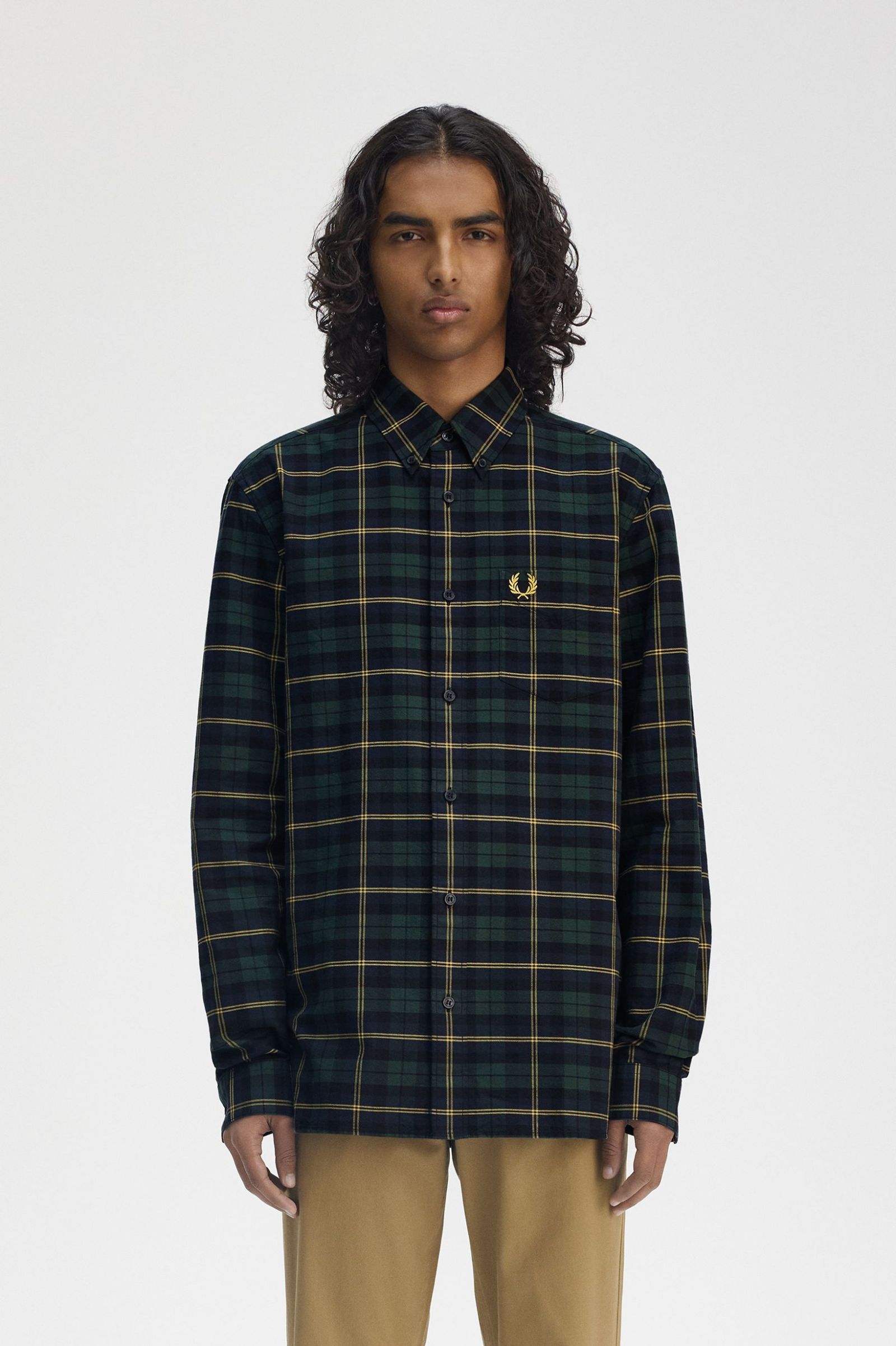 Fred Perry Oxford Tartan Shirt in Navy 