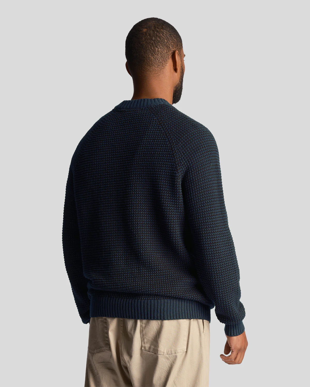 Lyle & Scott Birdseye Mock Neck Jumper in Muddy Navy